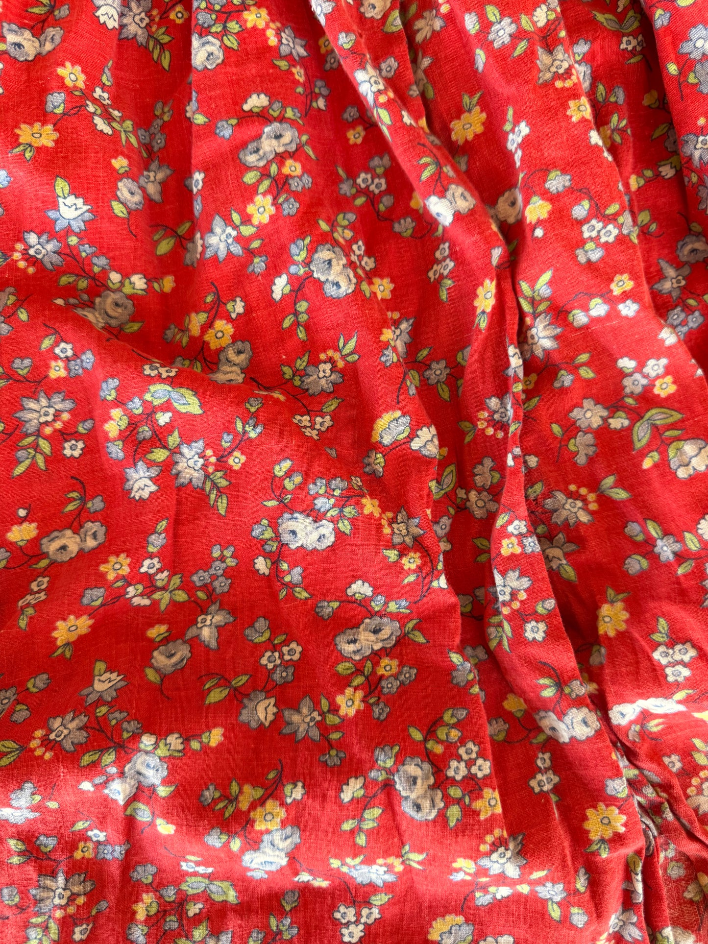 1940s quilted red housecoat dress