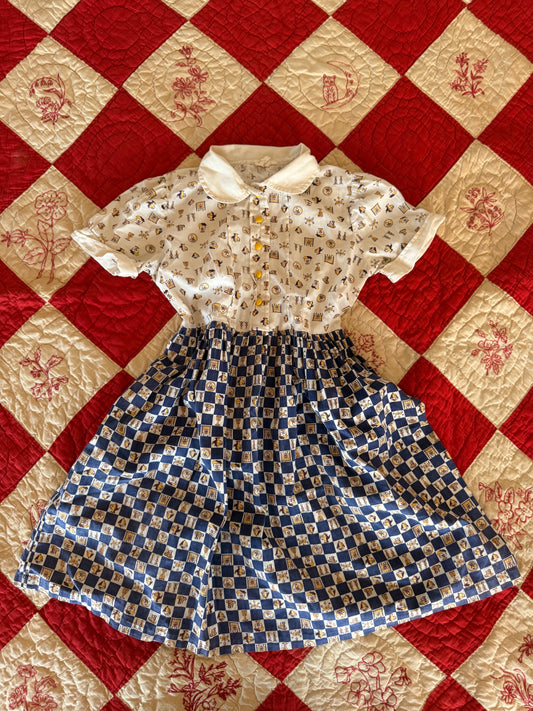 1950s weathervane mix printed dress