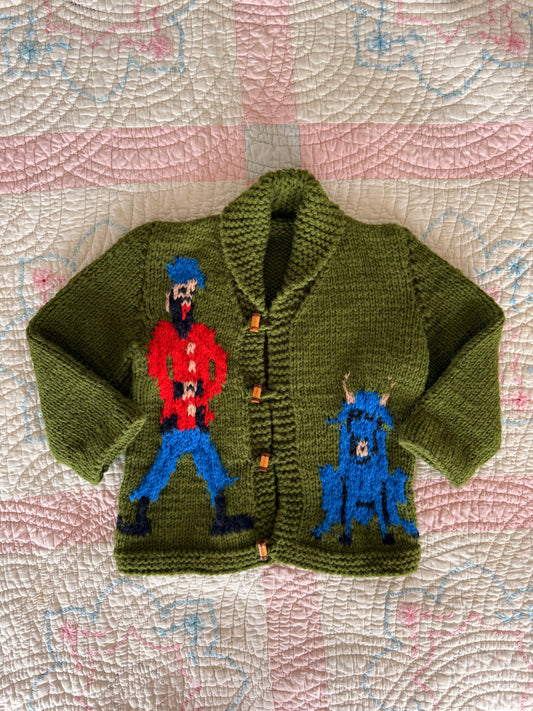 1950s paul bunyan & babe cowichan sweater