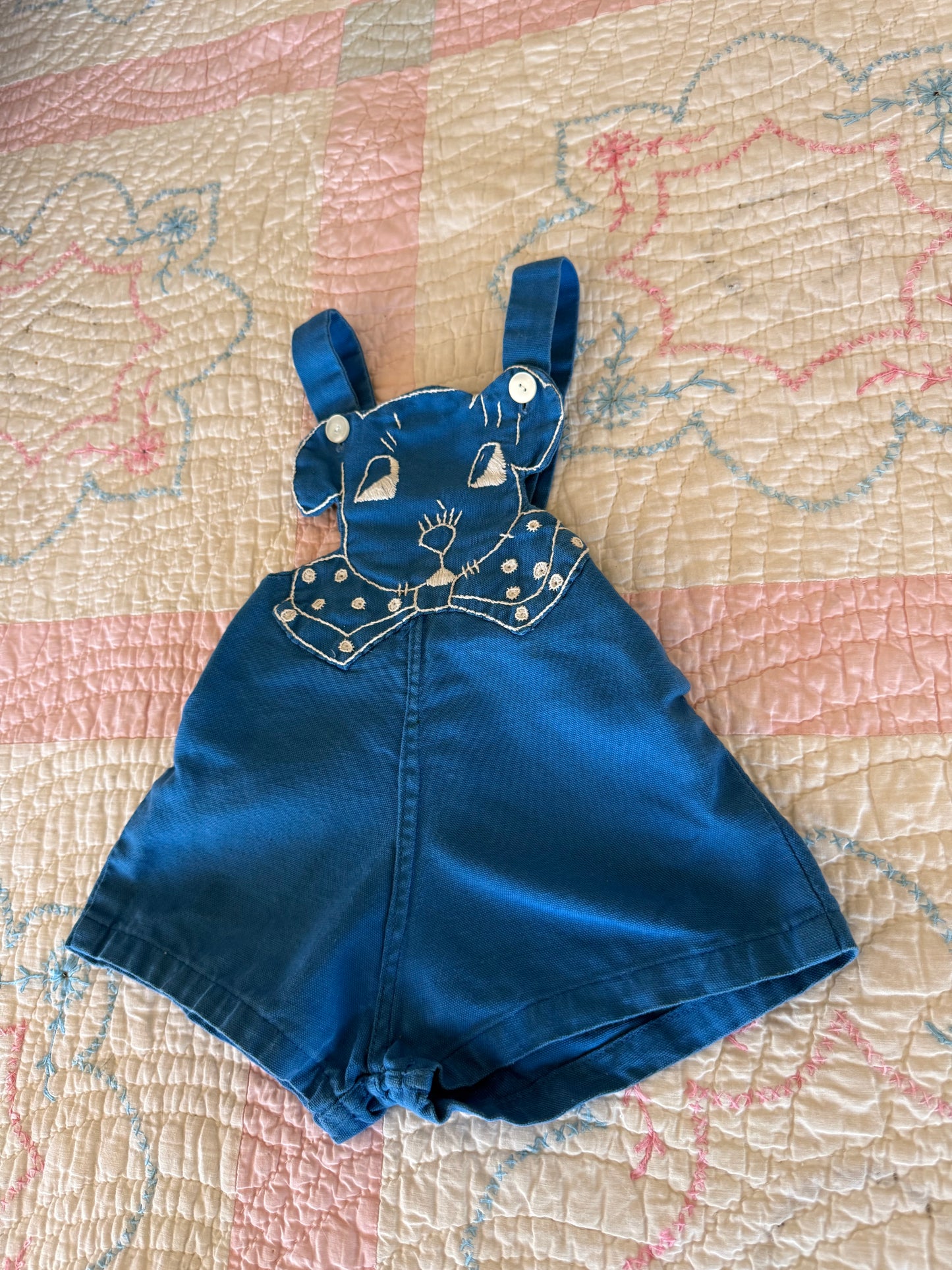 1960s doggy overalls, blue