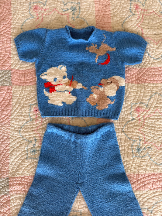 1960s cat & the fiddle, 2 piece knit set