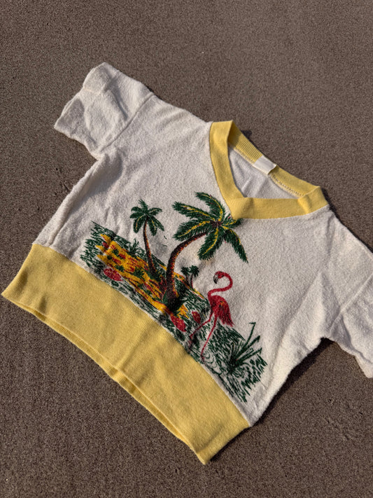 1950s miami terrycloth flamingo souvenir tee