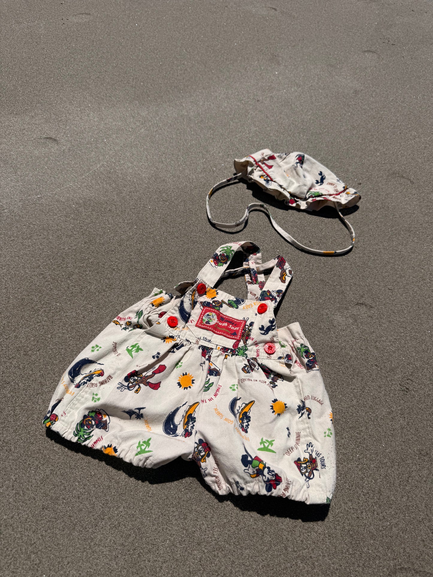 1980s south seas minnie sunsuit & hat