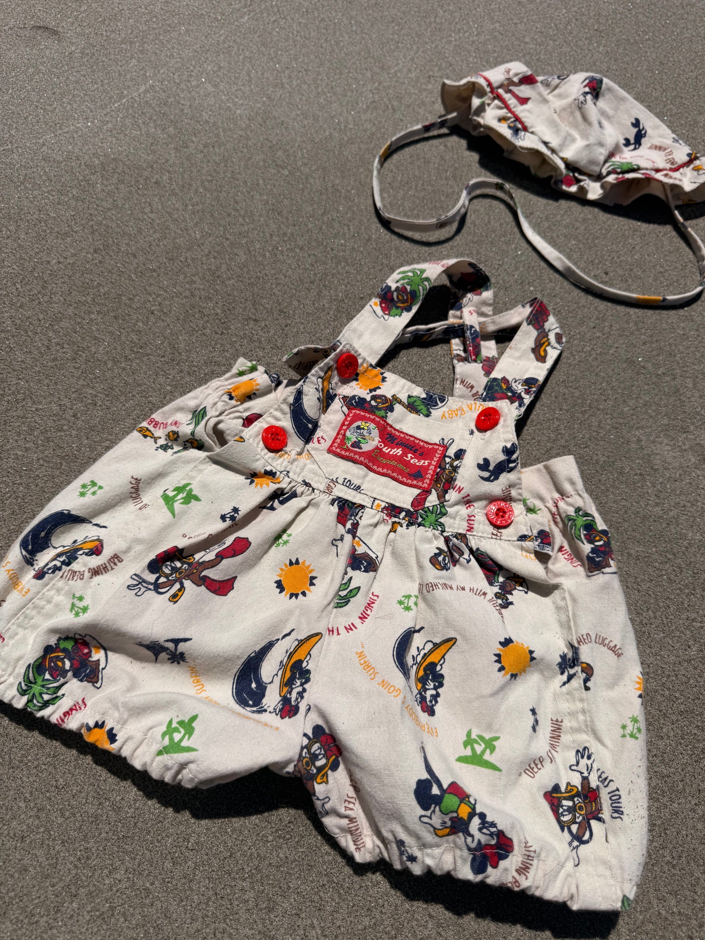 1980s south seas minnie sunsuit & hat
