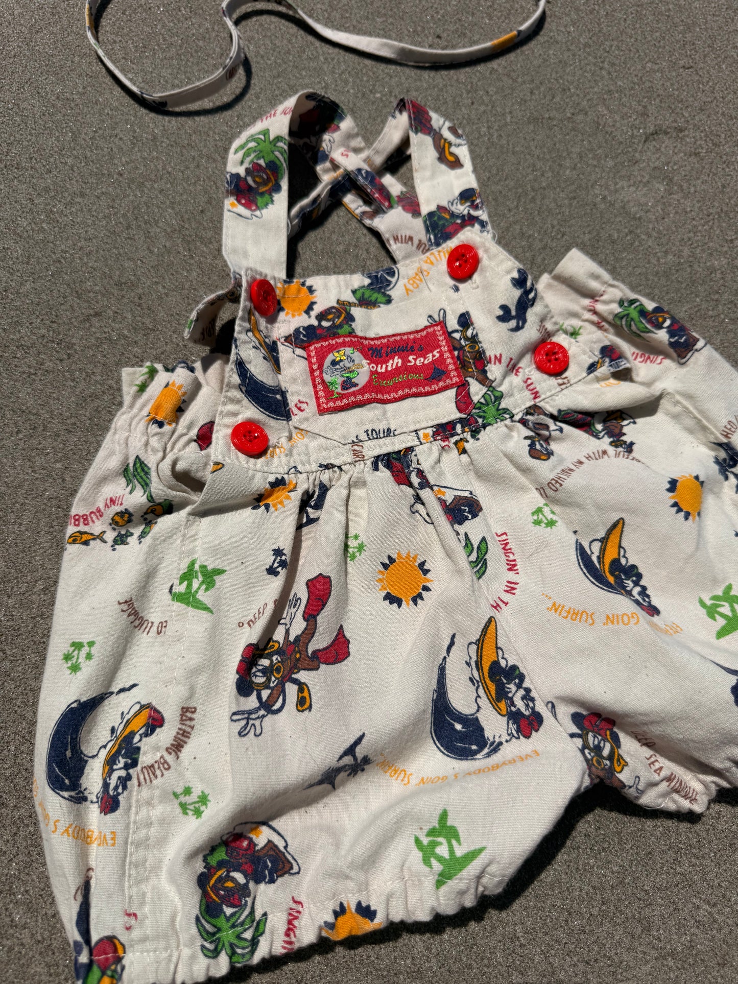1980s south seas minnie sunsuit & hat