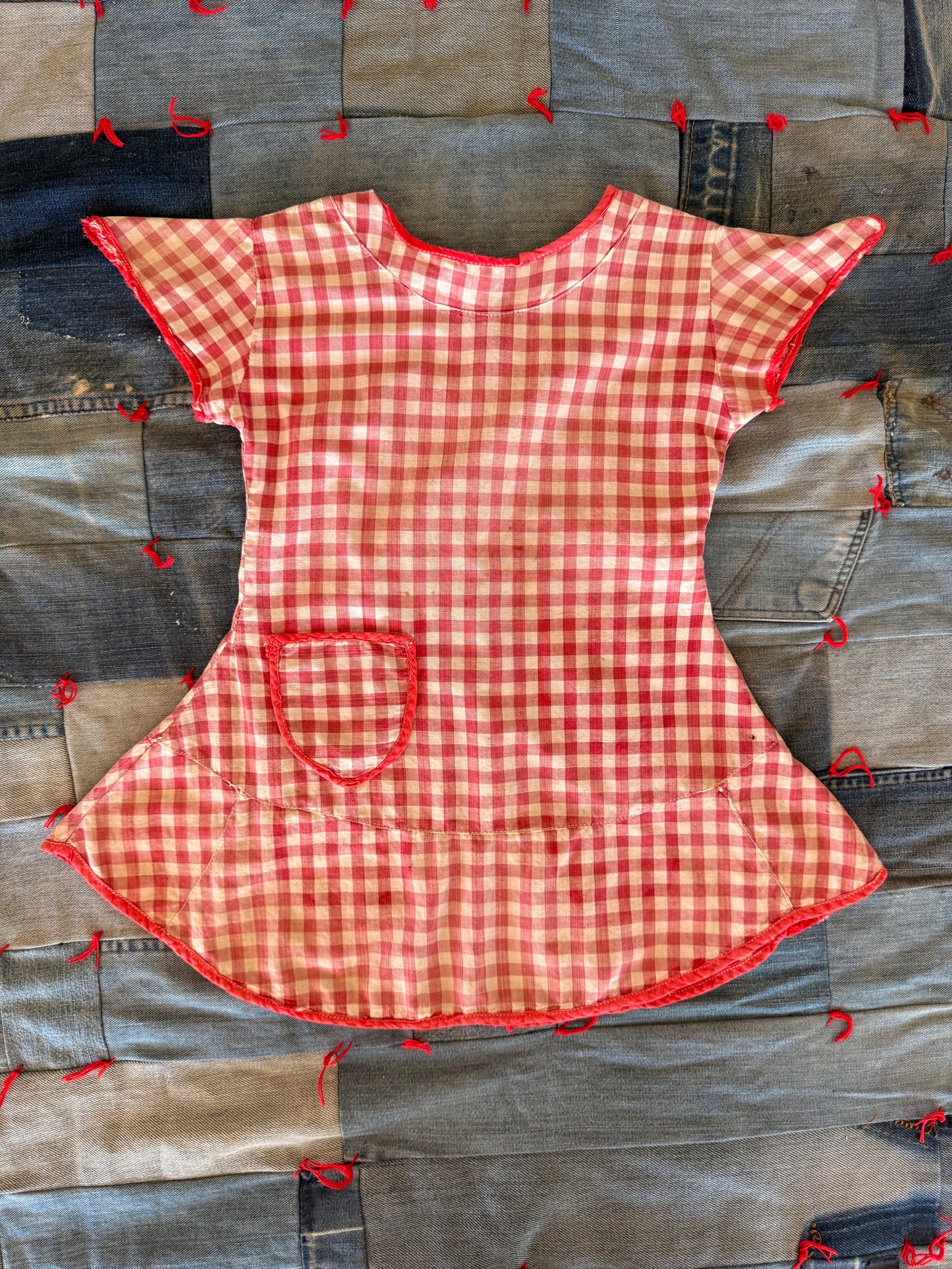 1920s little red plaid dress