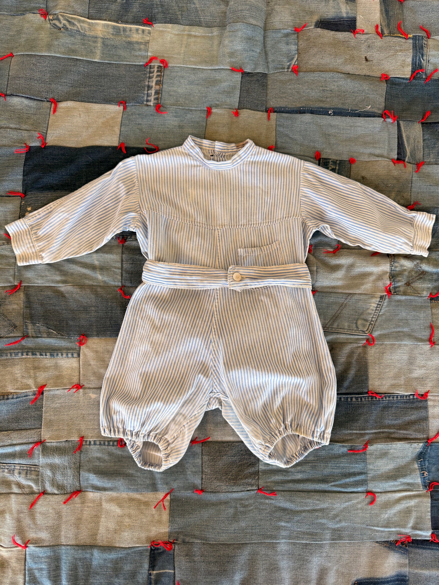 1930s cotton striped cotton romper