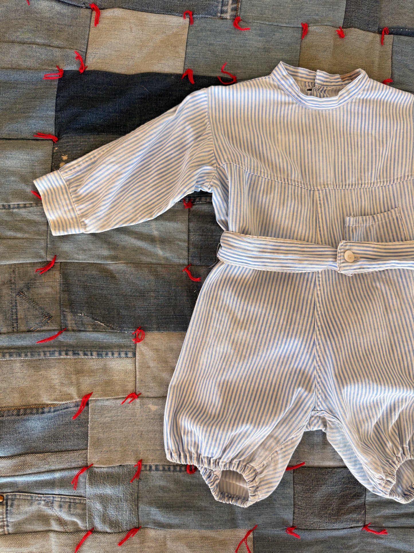 1930s cotton striped cotton romper