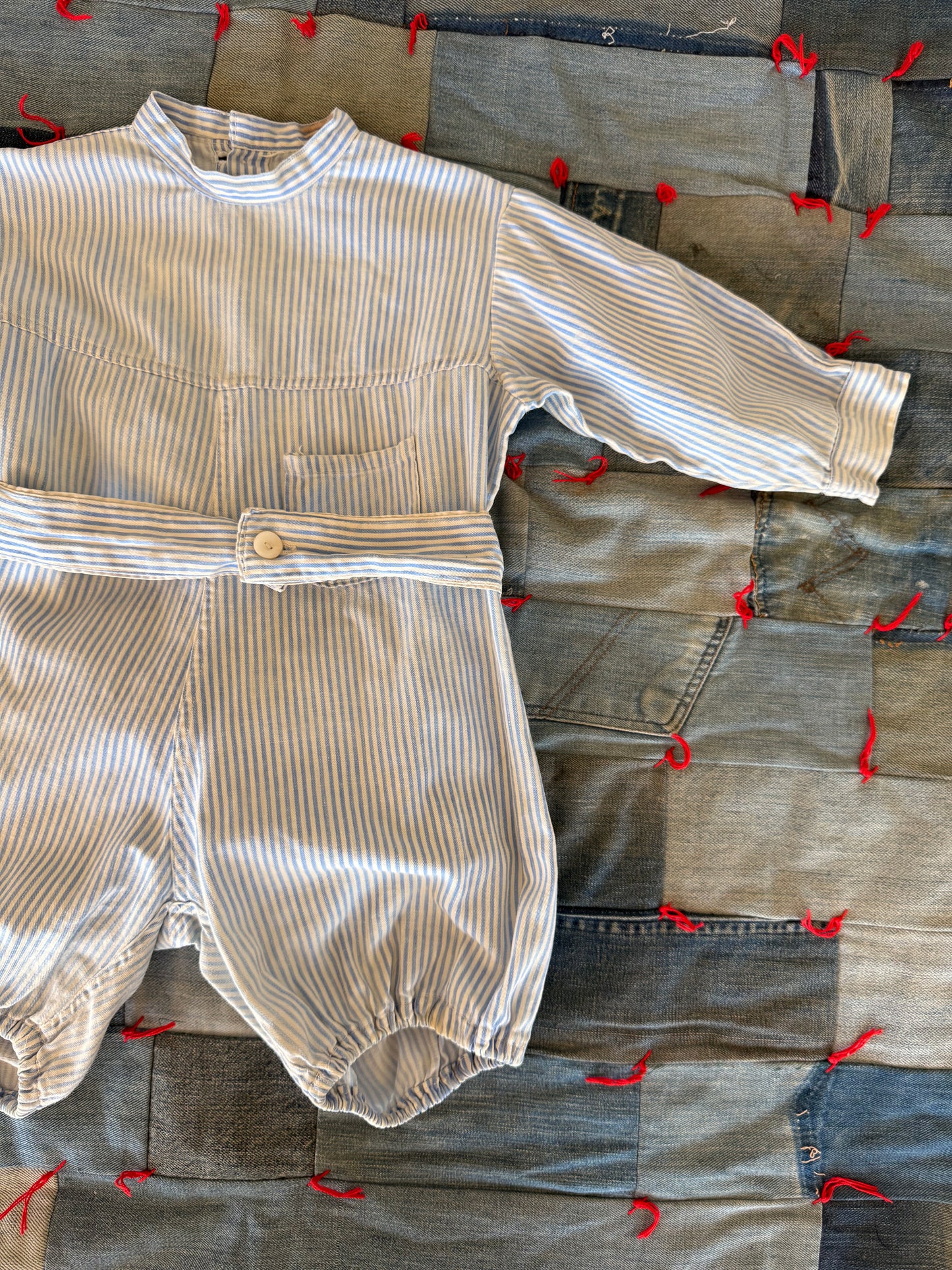 1930s cotton striped cotton romper