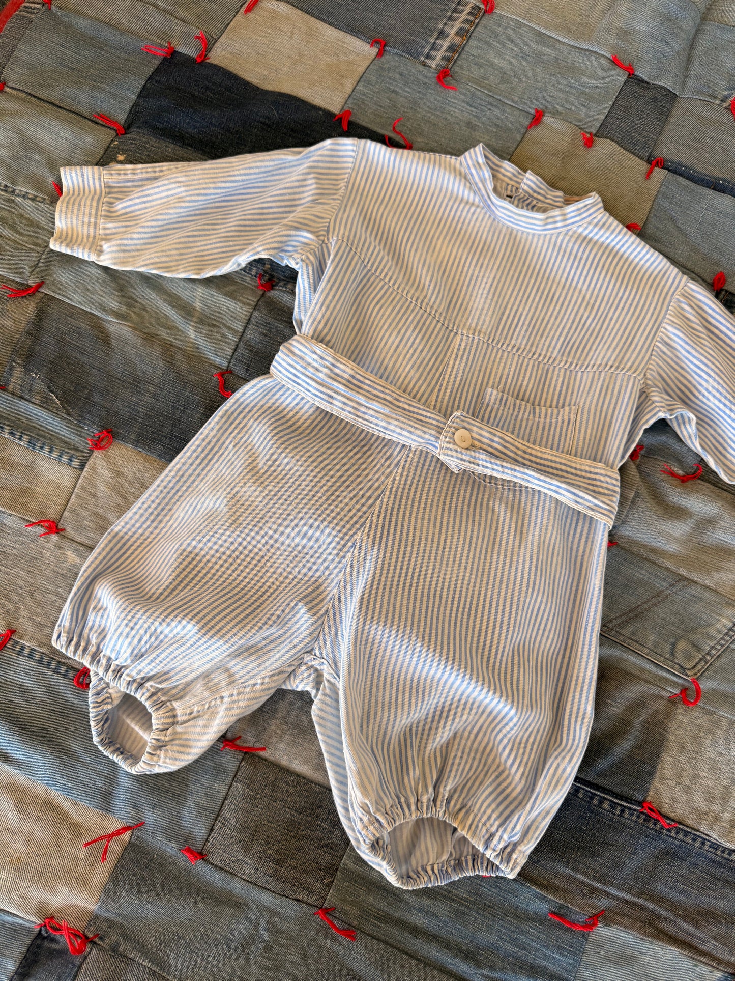 1930s cotton striped cotton romper