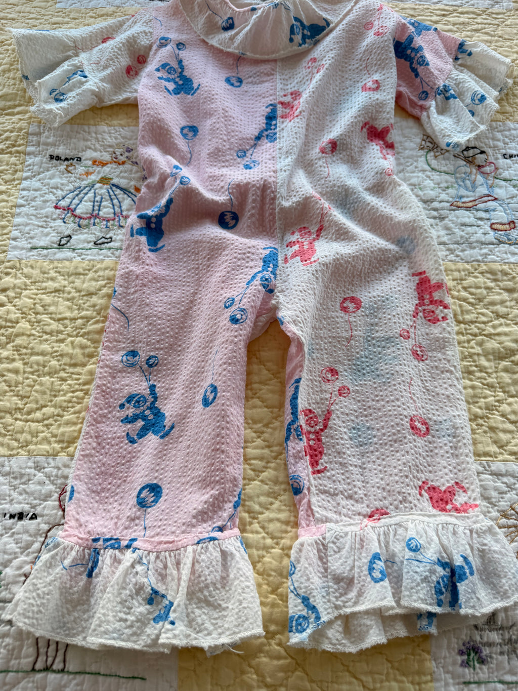 1950s seersucker clown suit