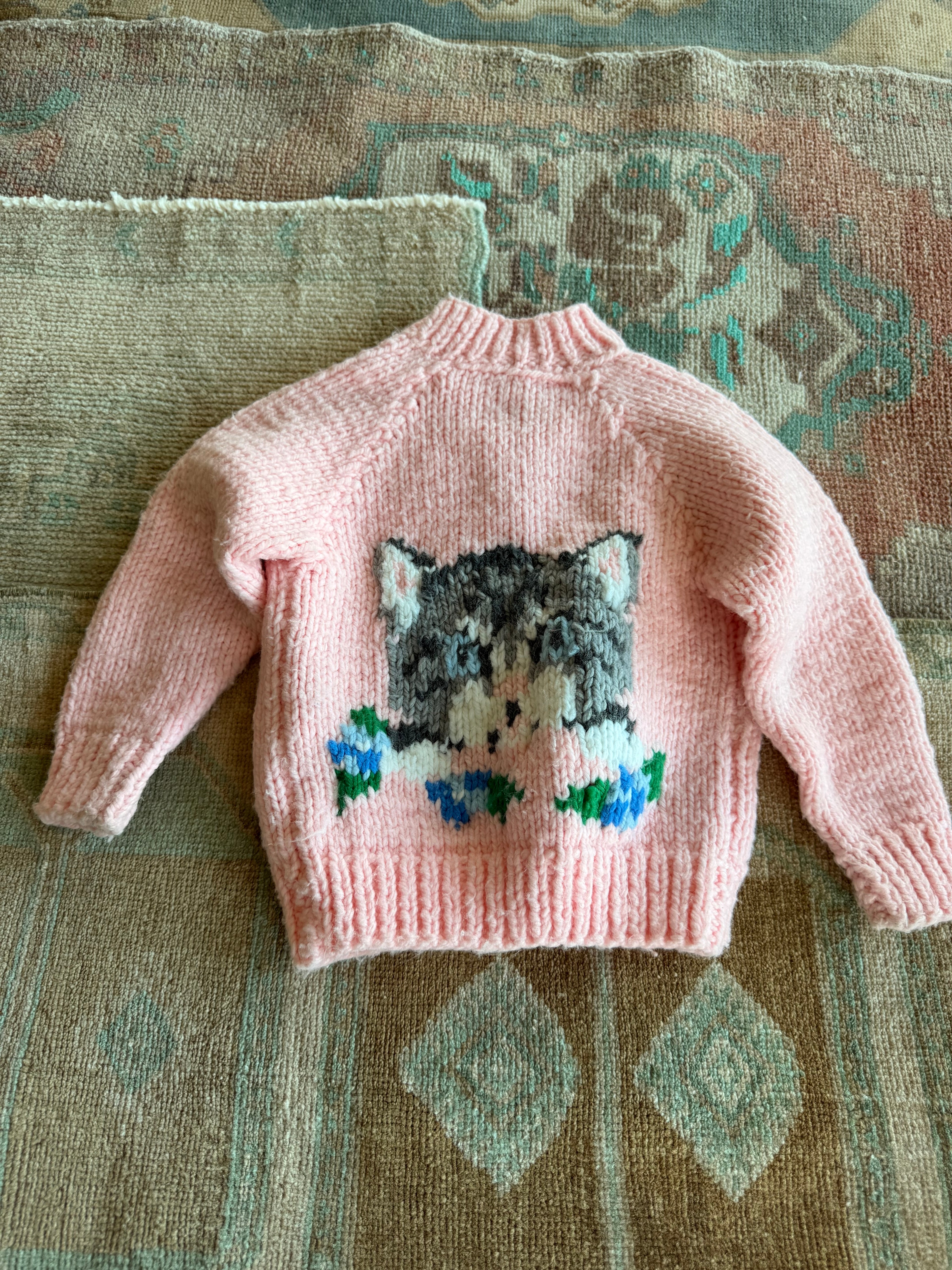 1970s pink kitten knit