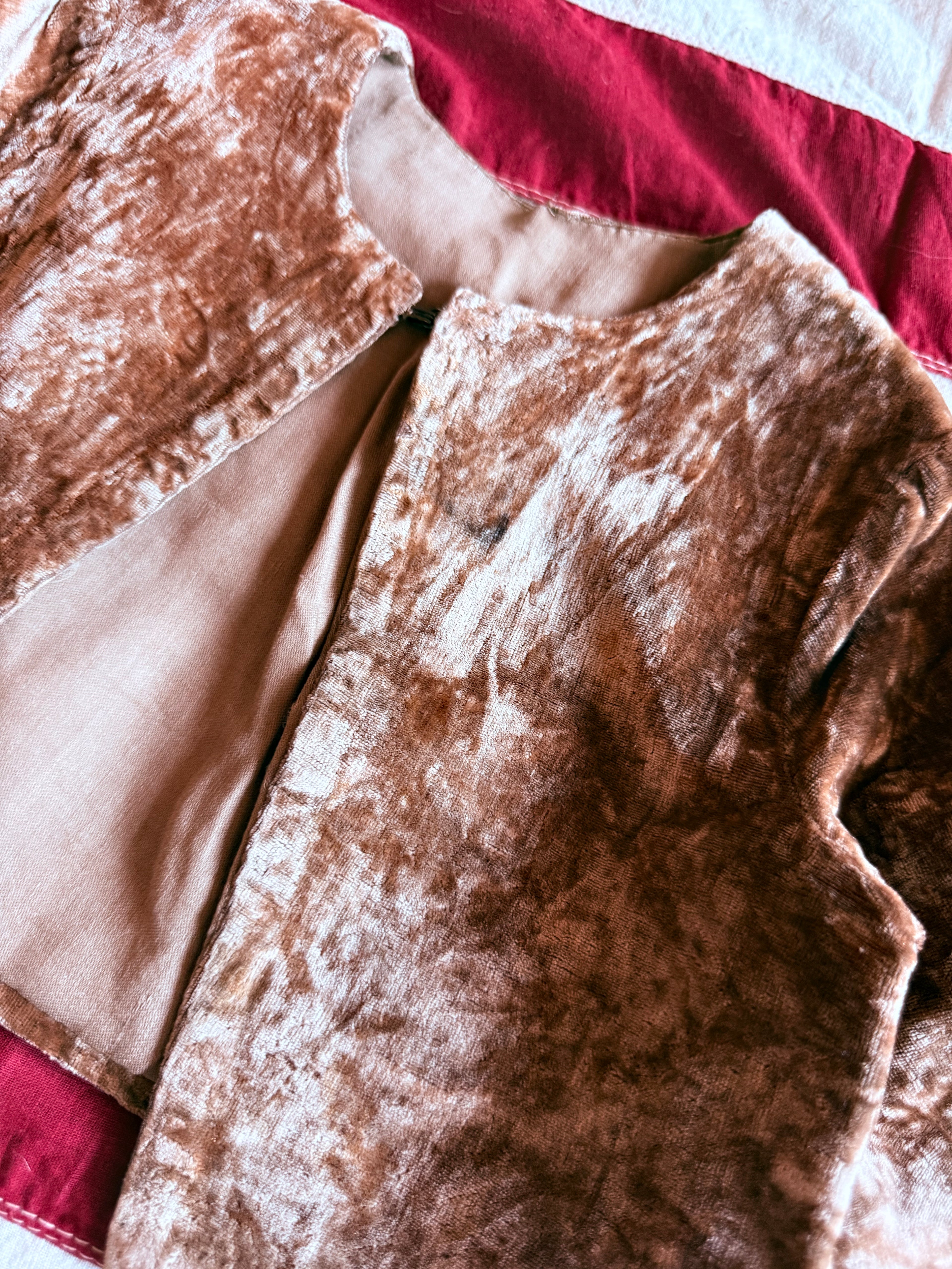 1900s crushed gold velvet cropped jacket