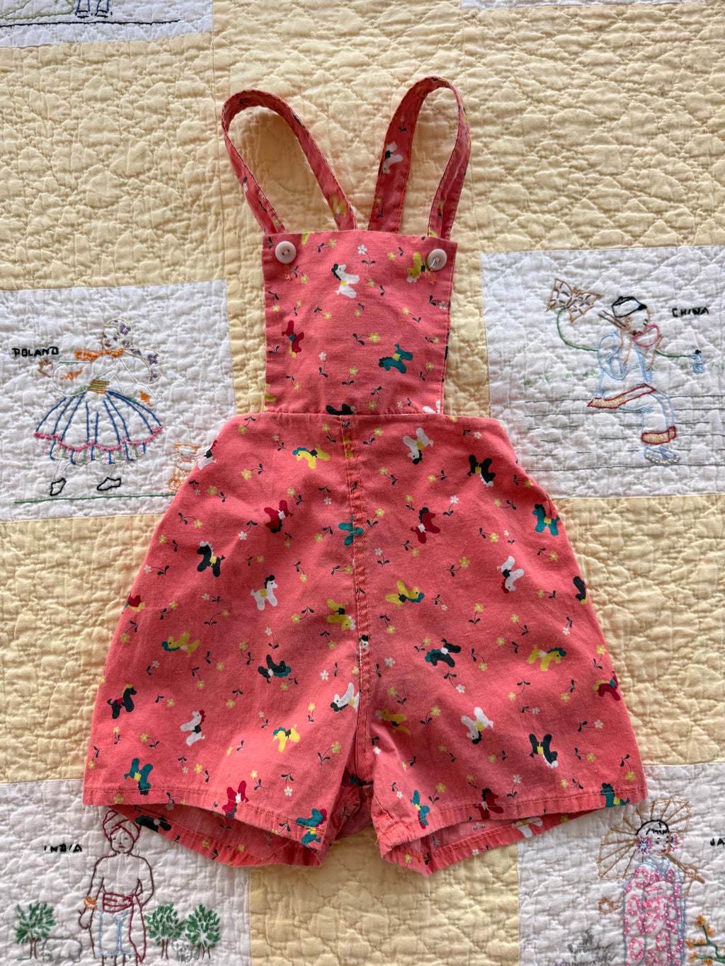1950s pink pony overall shorts