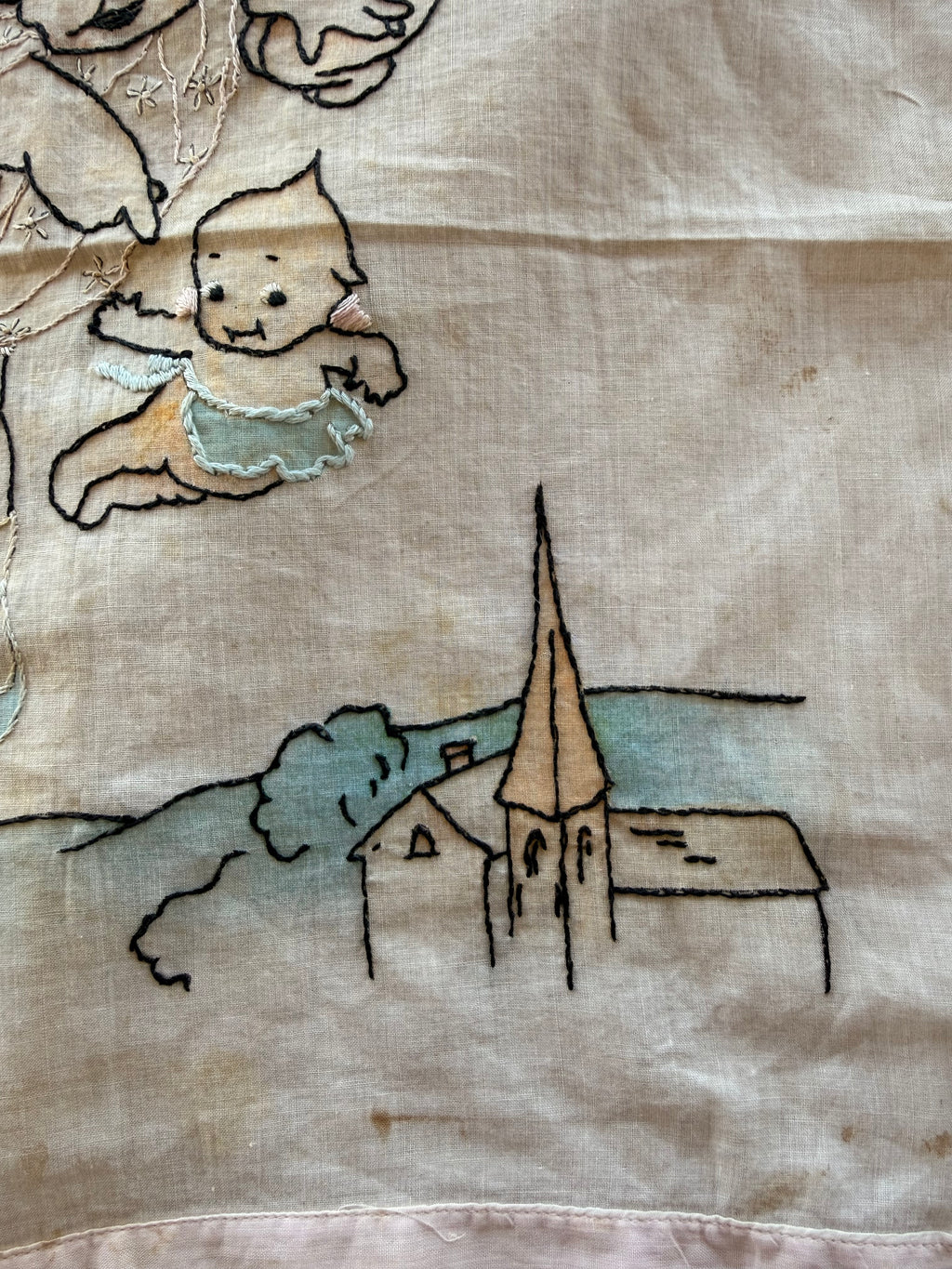 1900s embroidered kewpie handkerchief