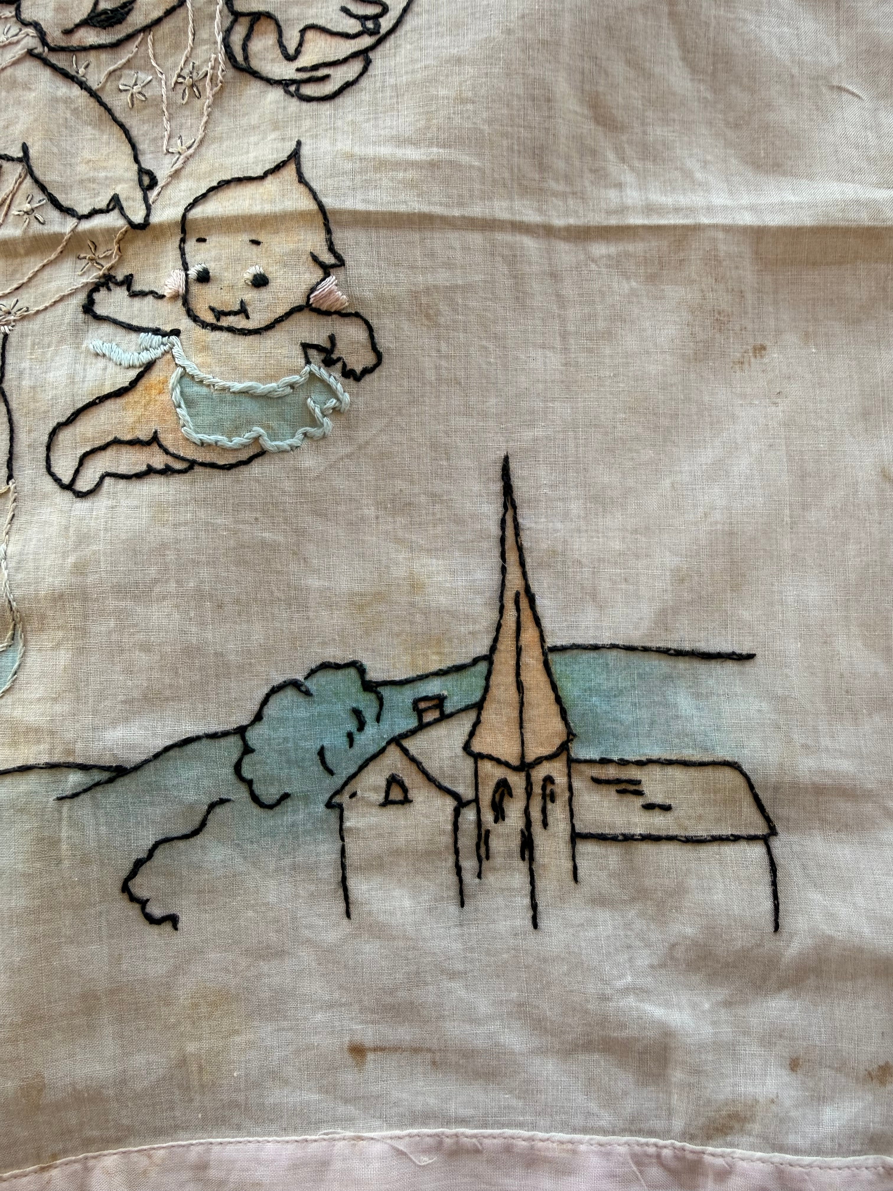 1900s embroidered kewpie handkerchief