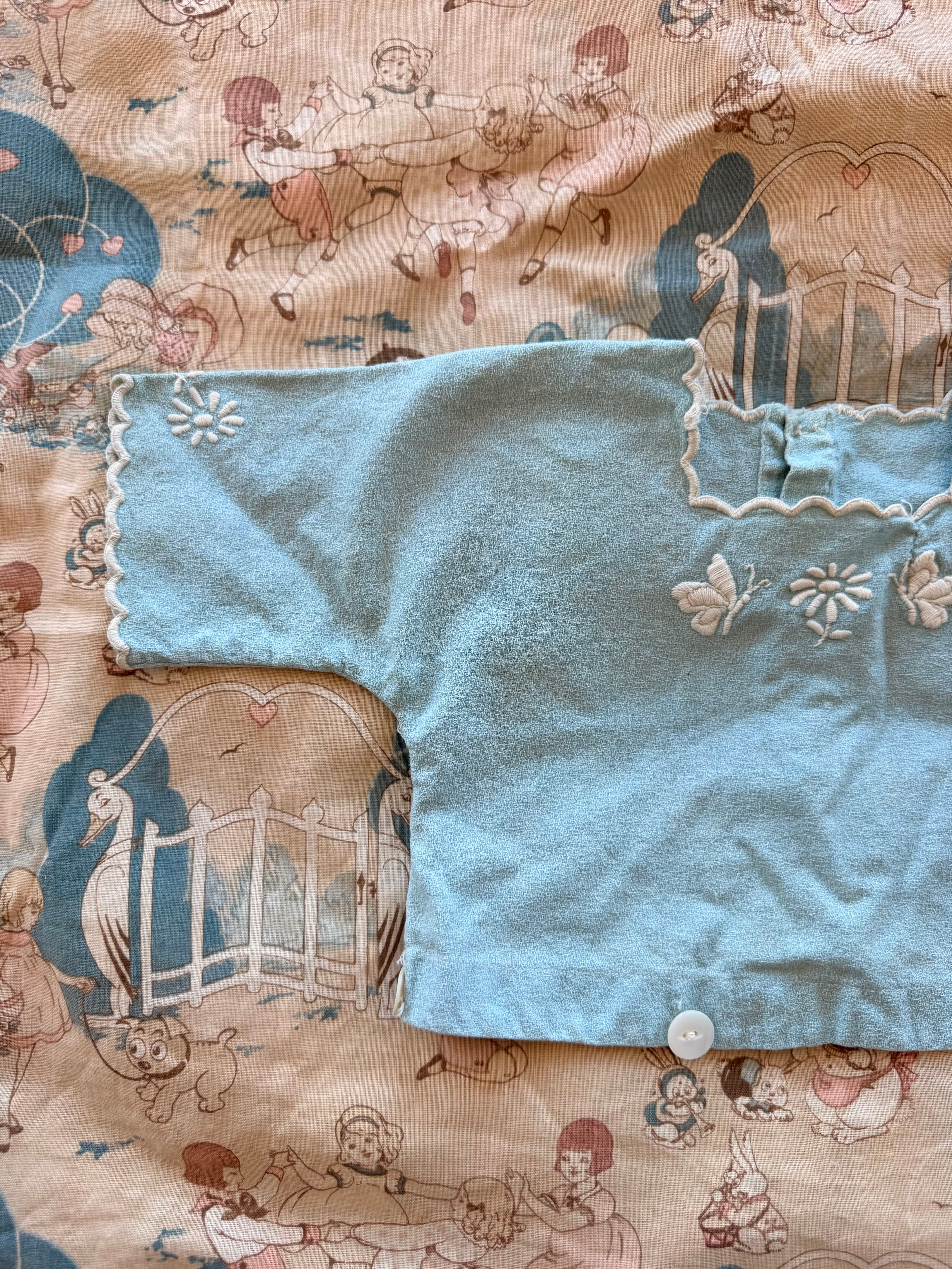 1910s baby blue butterfly top