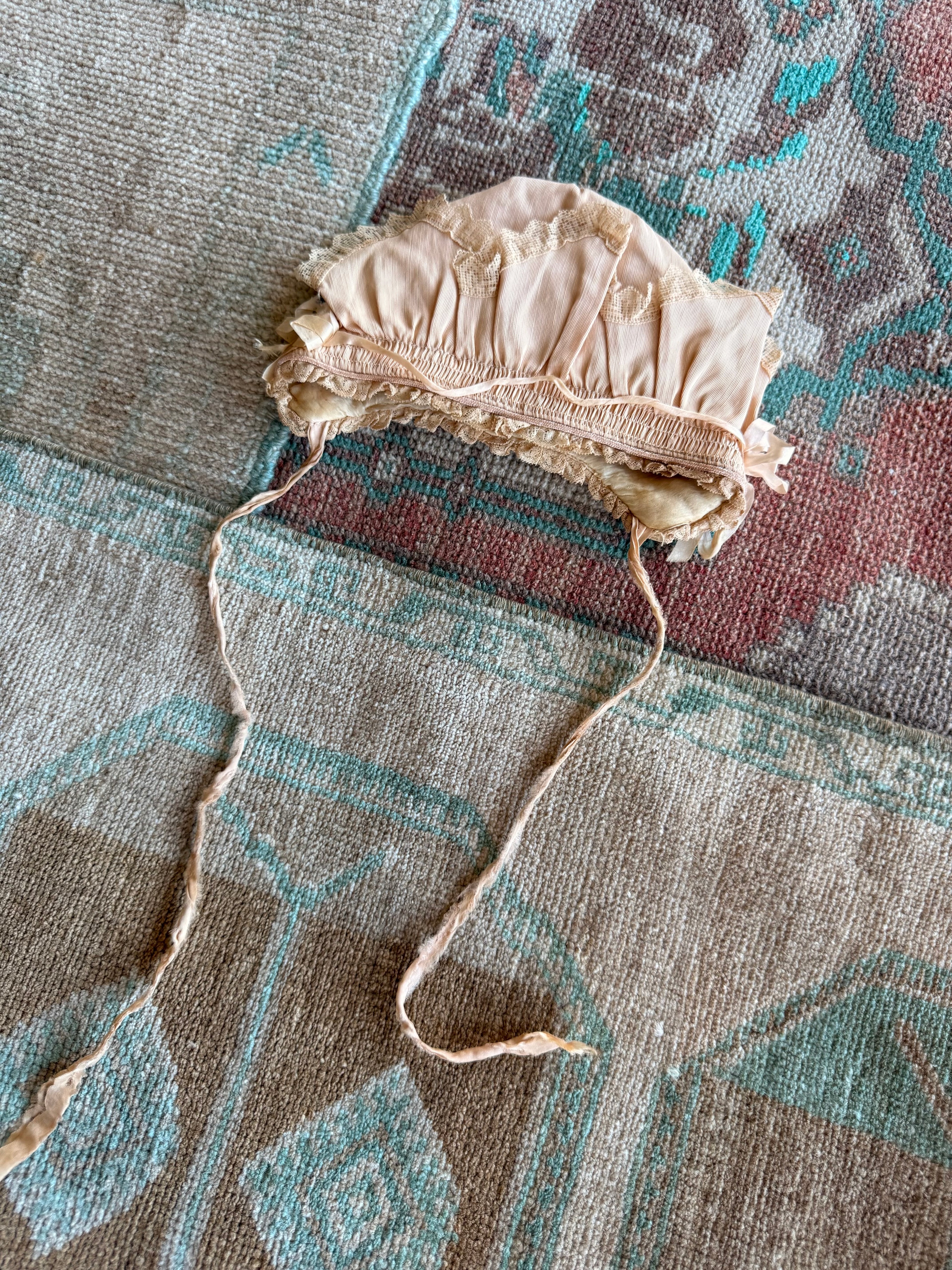 1900s pale pink bonnet