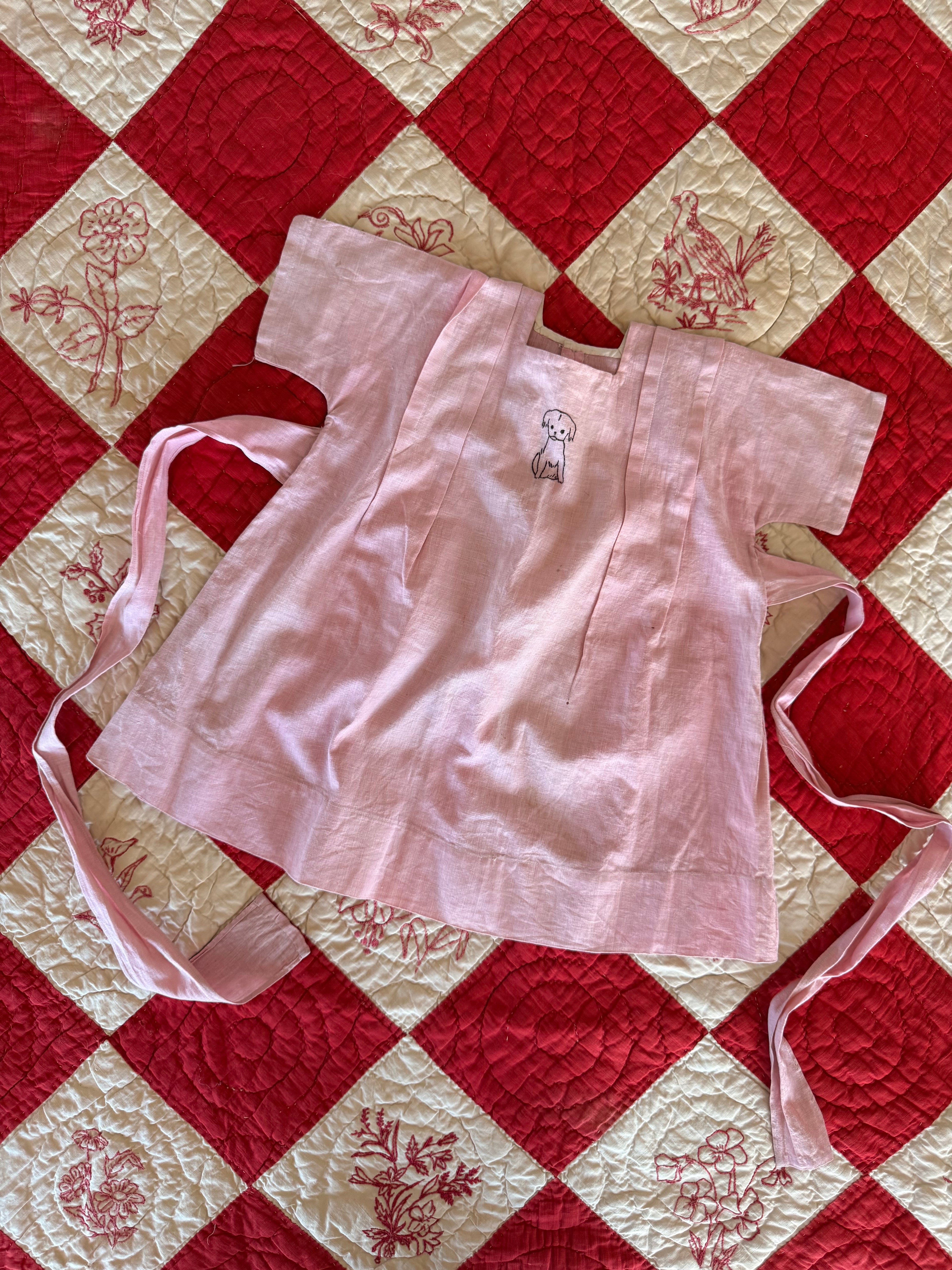 1930s pink linen puppy dress