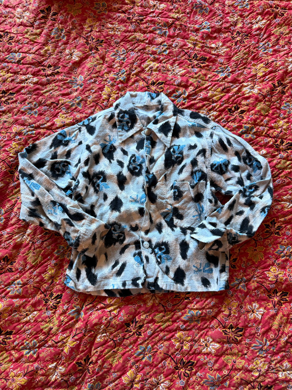 1950s cow print western flannel