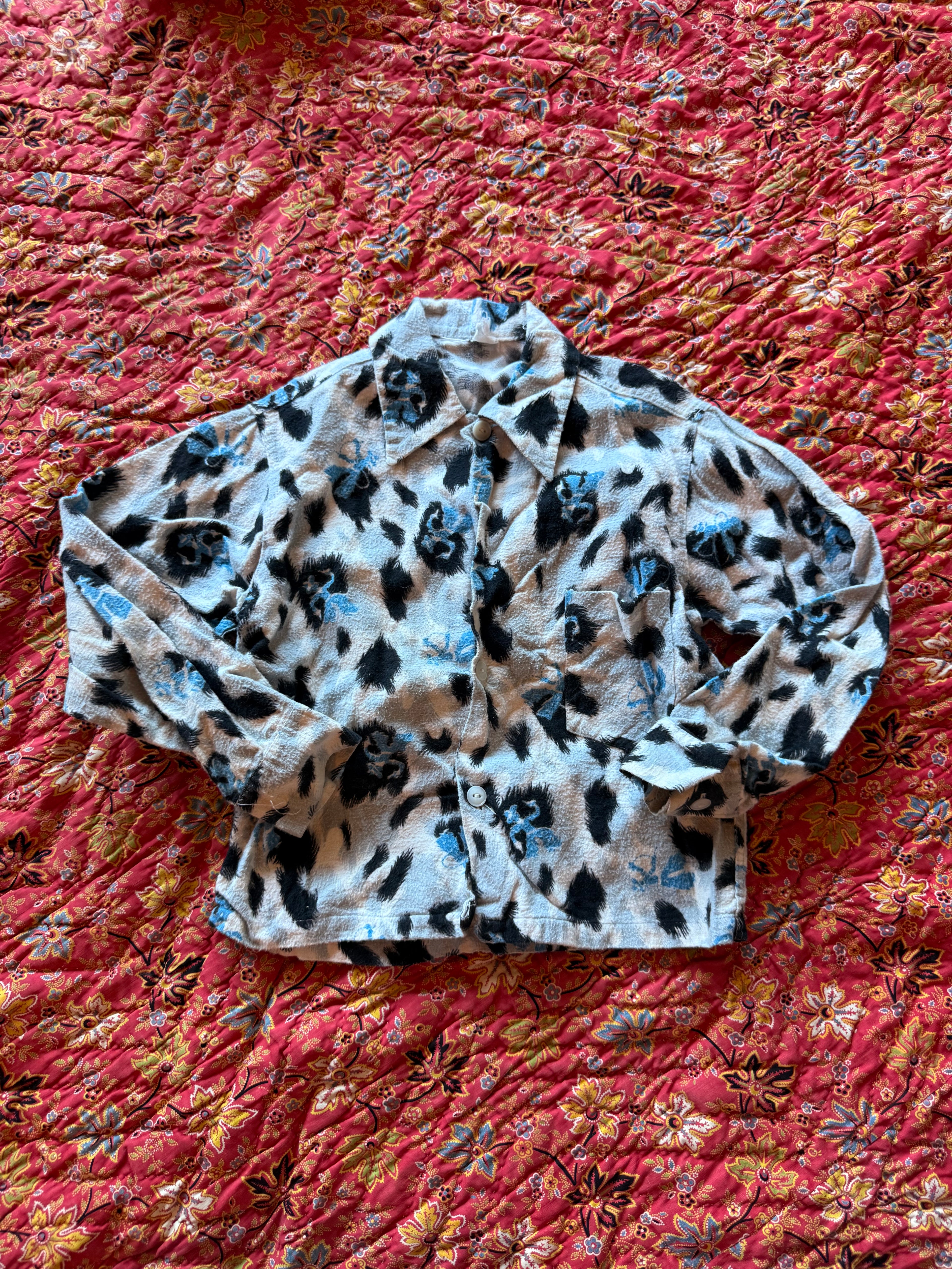 1950s cow print western flannel