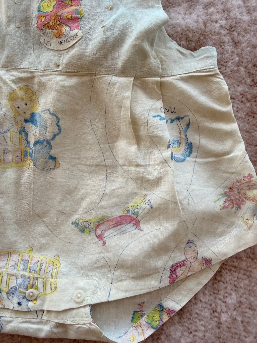 1950s hawaiian folk art romper