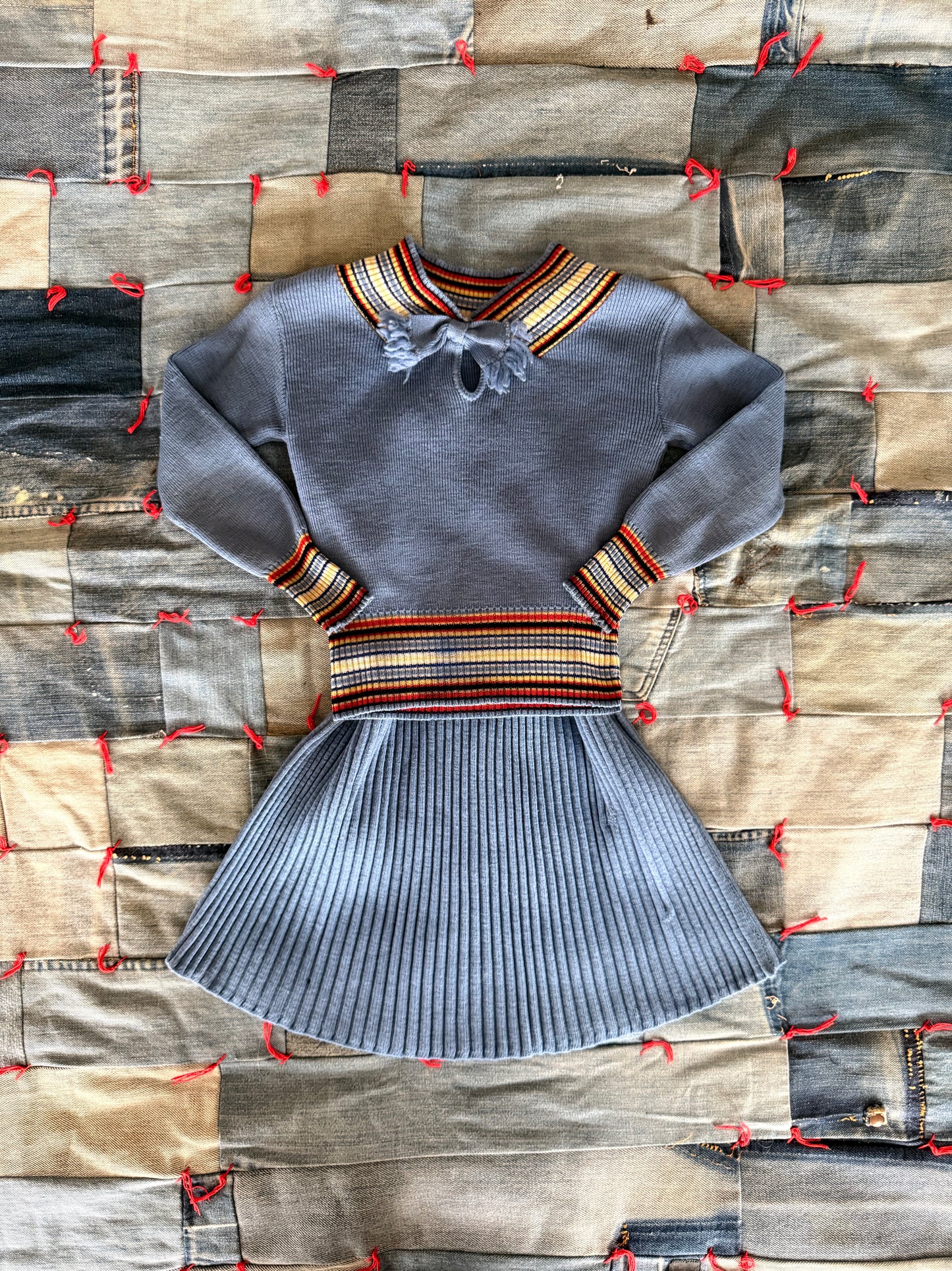 1940s blue wool knit set