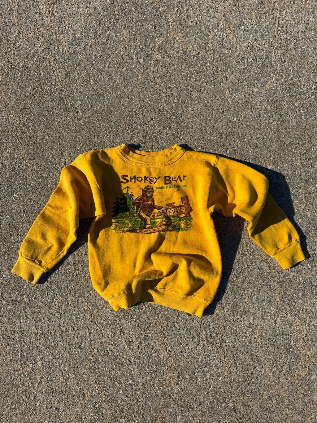 1960s smokey the bear mount rushmore souvenir sweatshirt