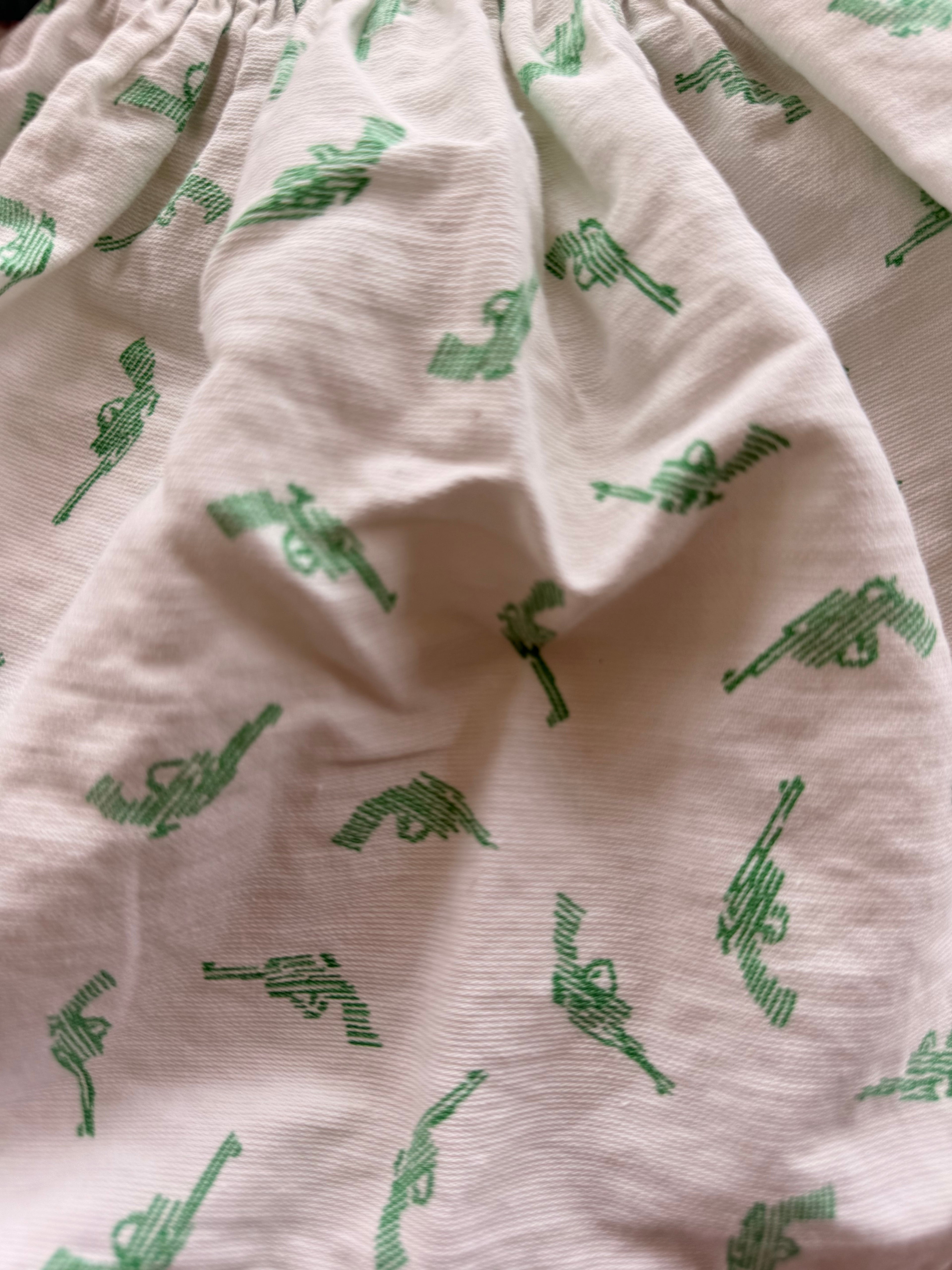 1950s green revolver print smocked set