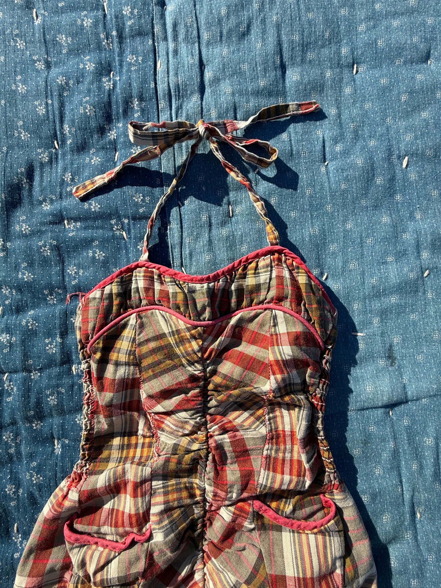 1950s plaid sun suit