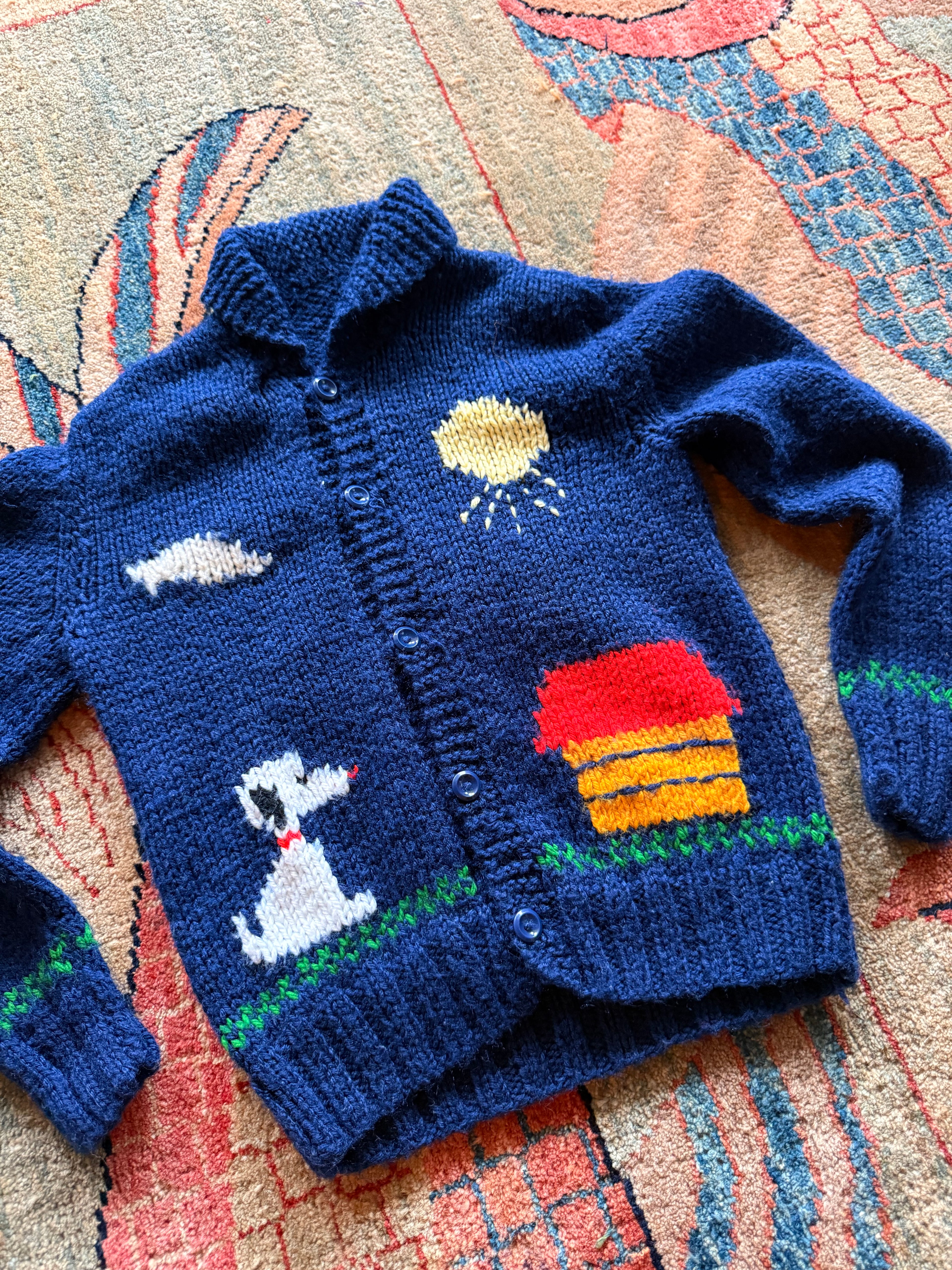 1970s snoopy wool cardigan