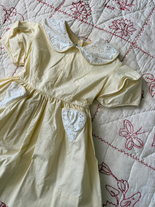 1950s yellow eyelet lace dress