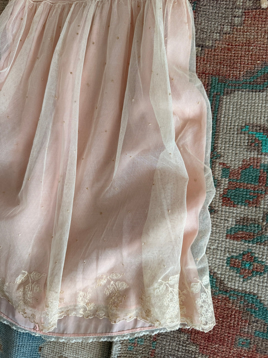 1920s embroidered net & silk dress