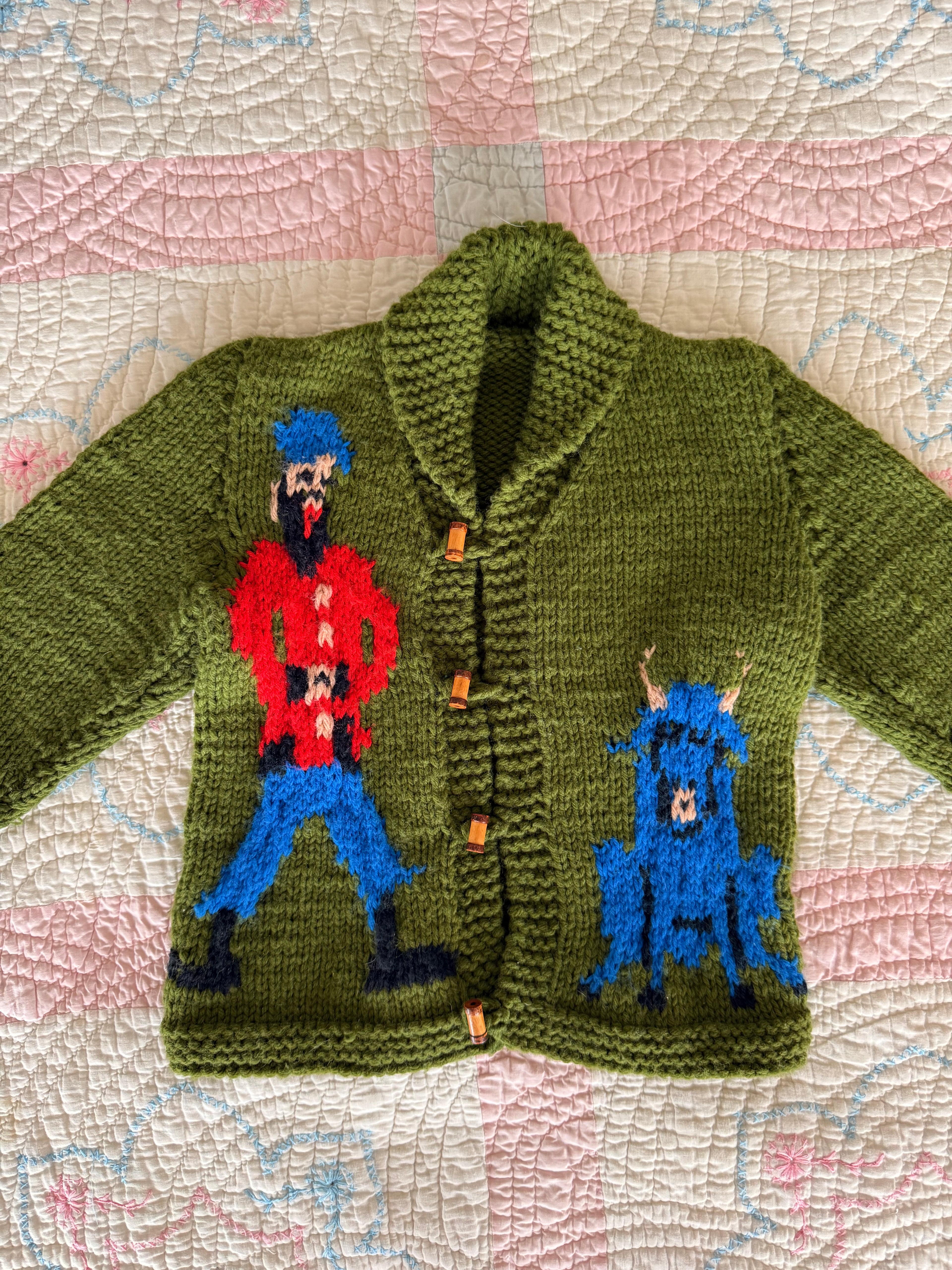 1950s paul bunyan & babe cowichan sweater
