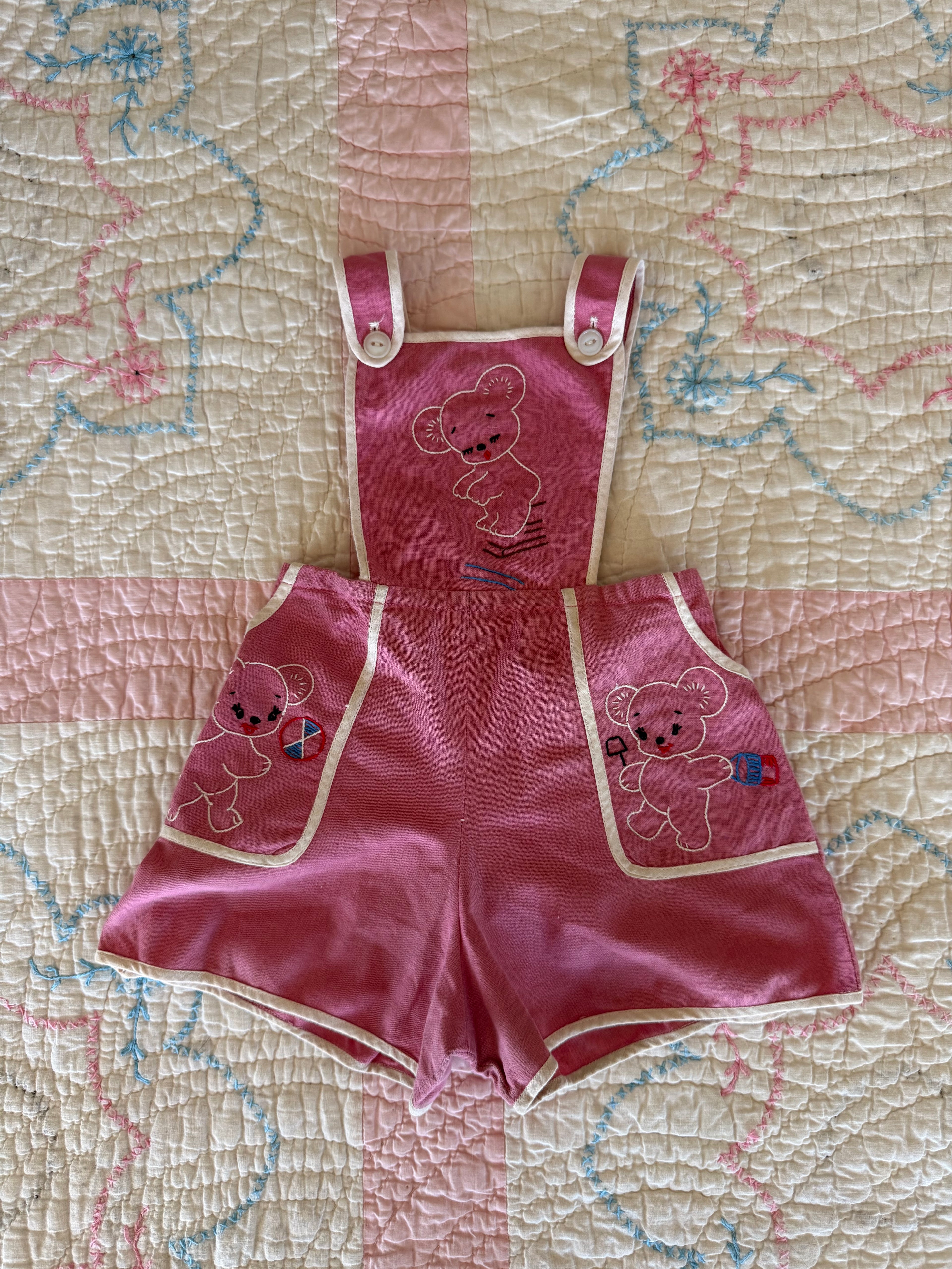 1950s play bear overalls