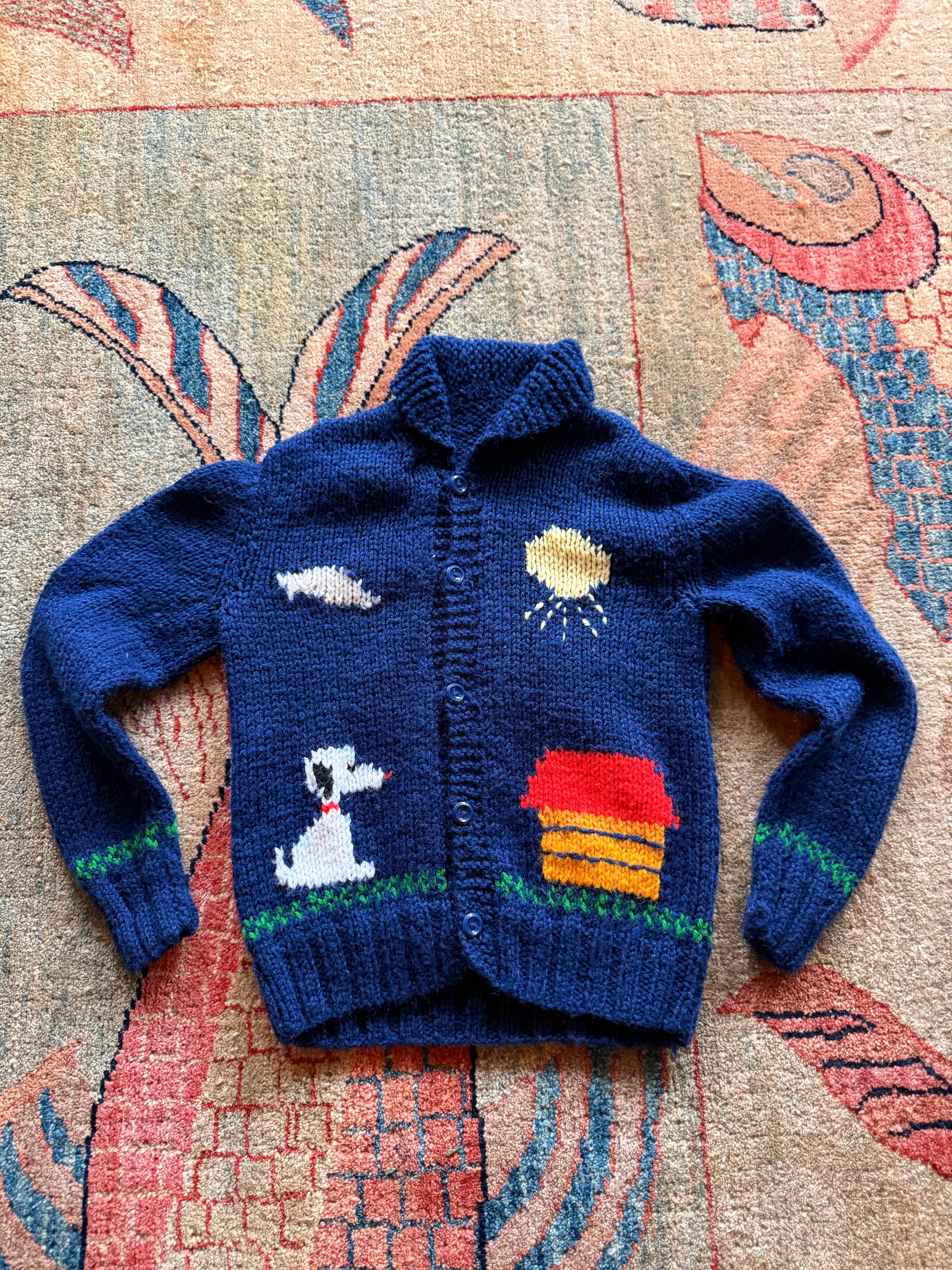 1970s snoopy wool cardigan
