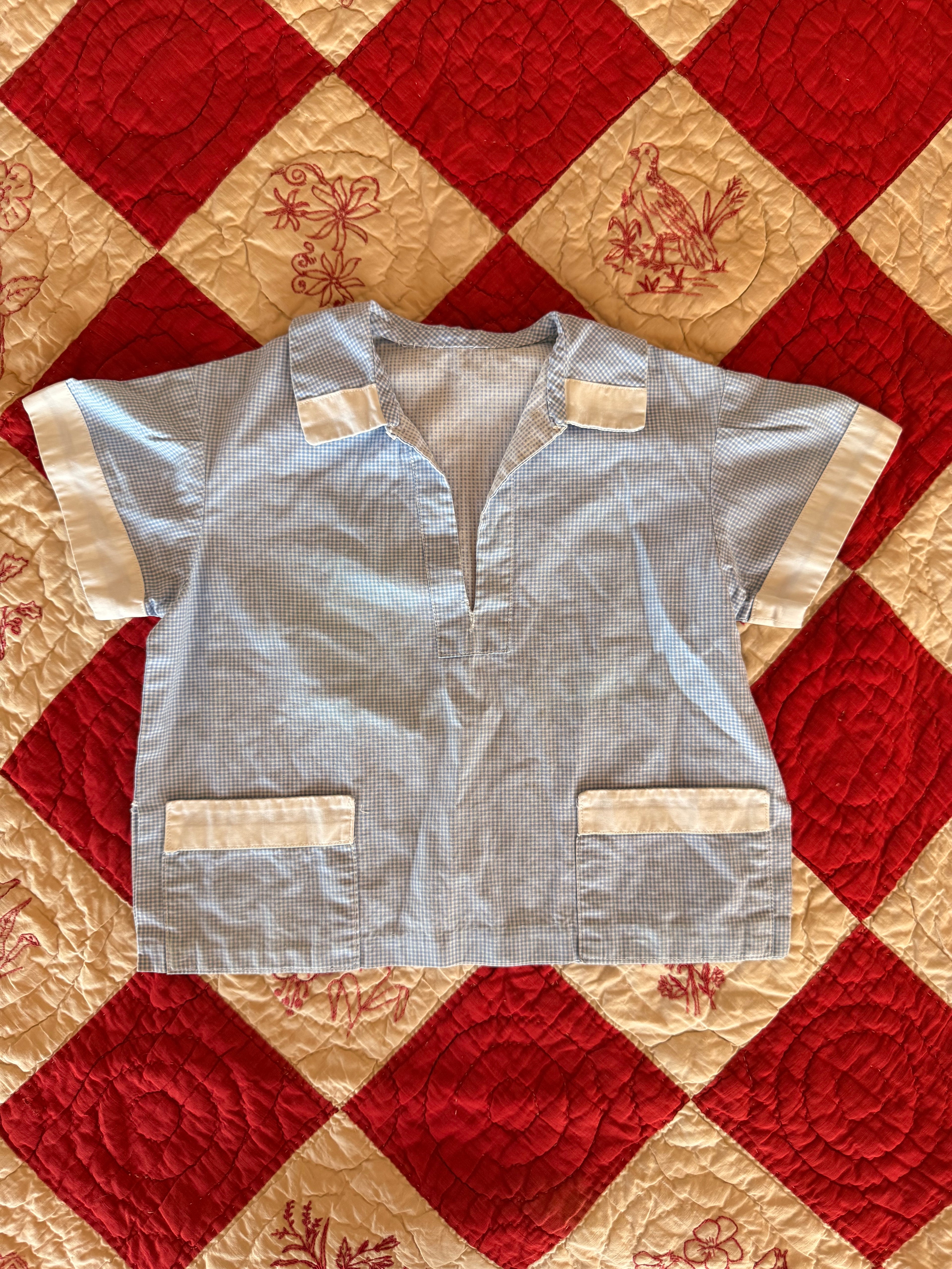 1930s baby blue tunic top