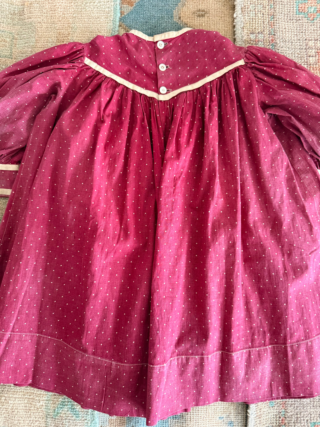 1900s dotted mulberry dress