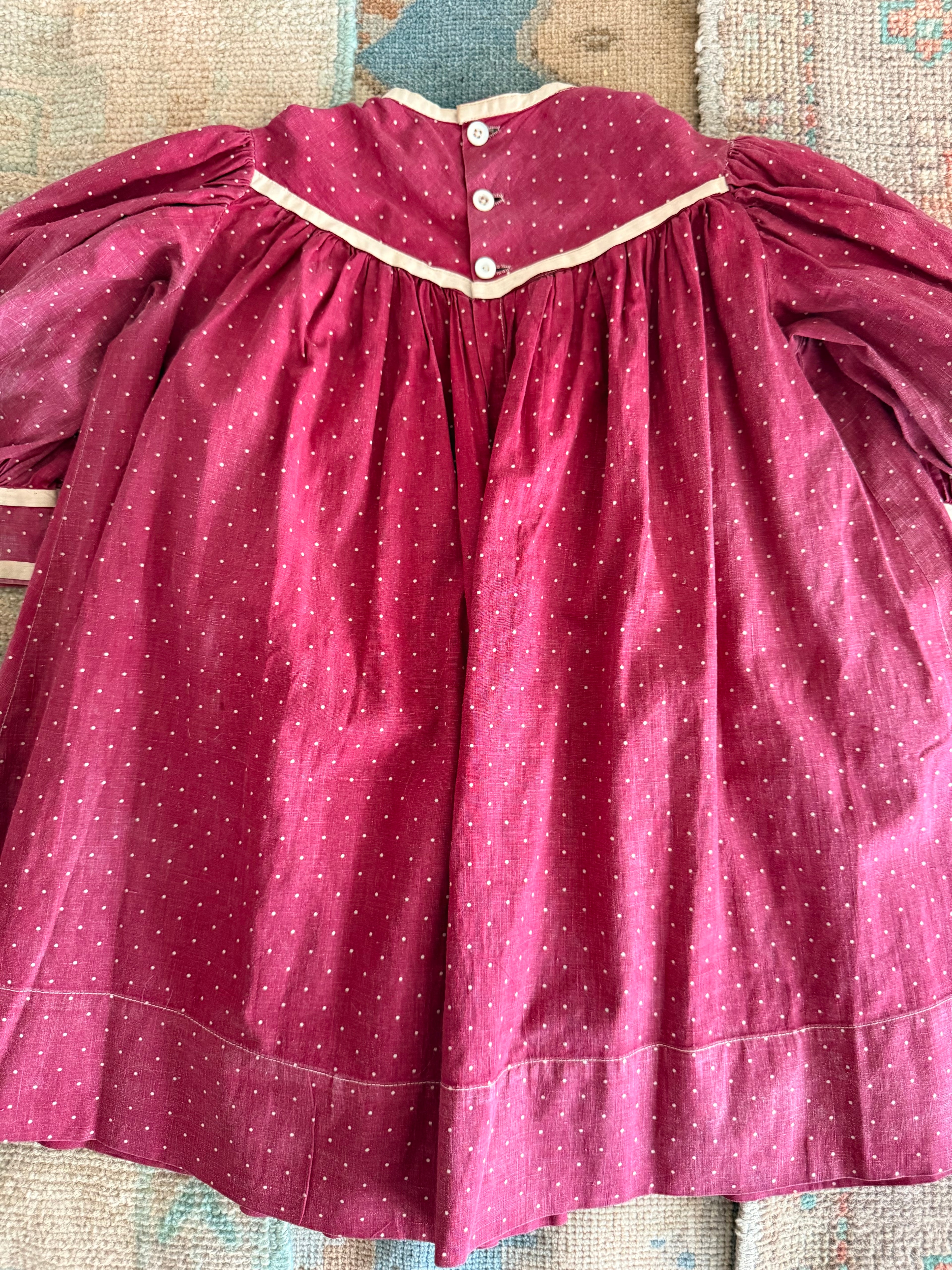 1900s dotted mulberry dress