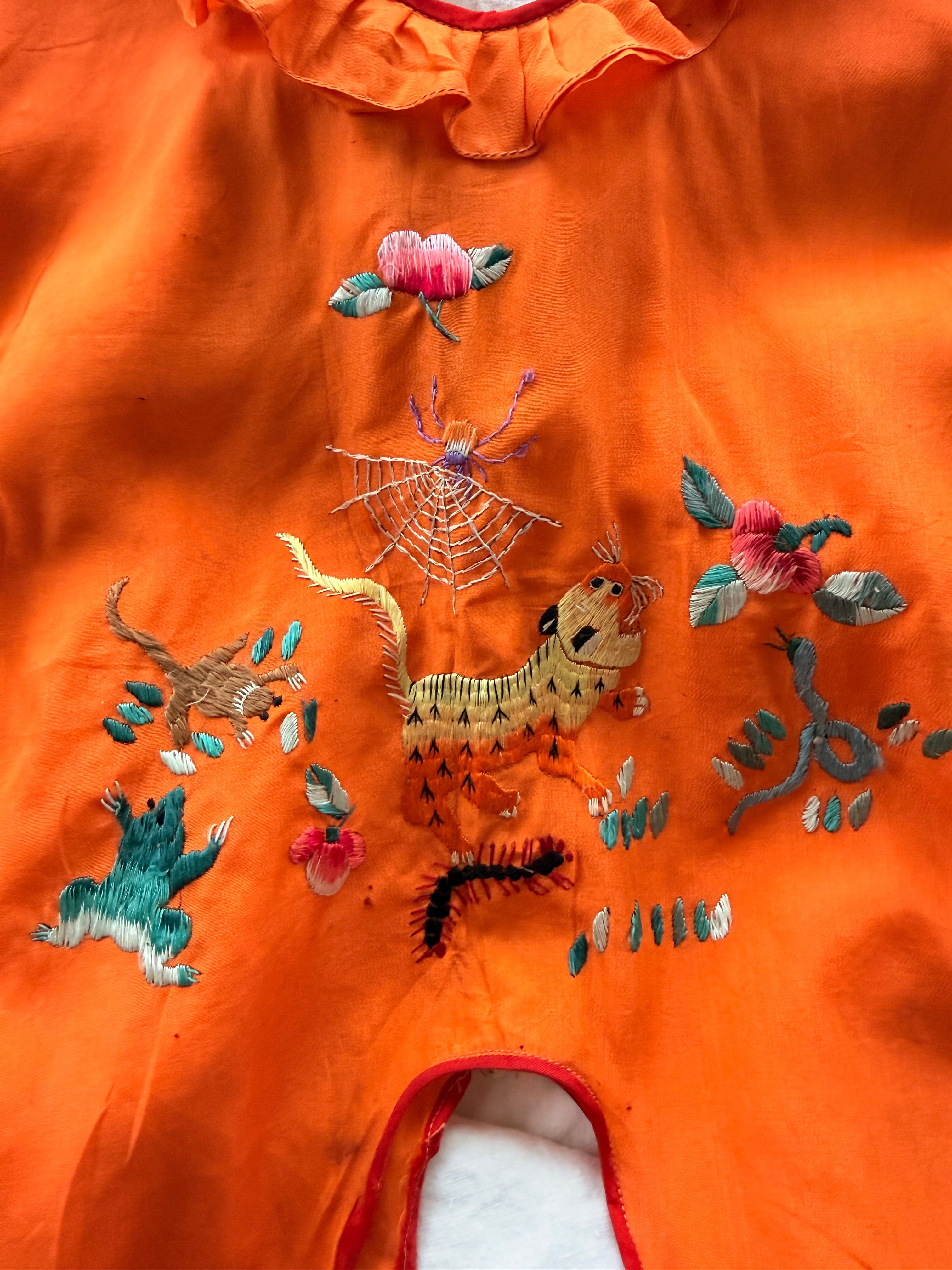 1920s chinese silk animal embroidered romper