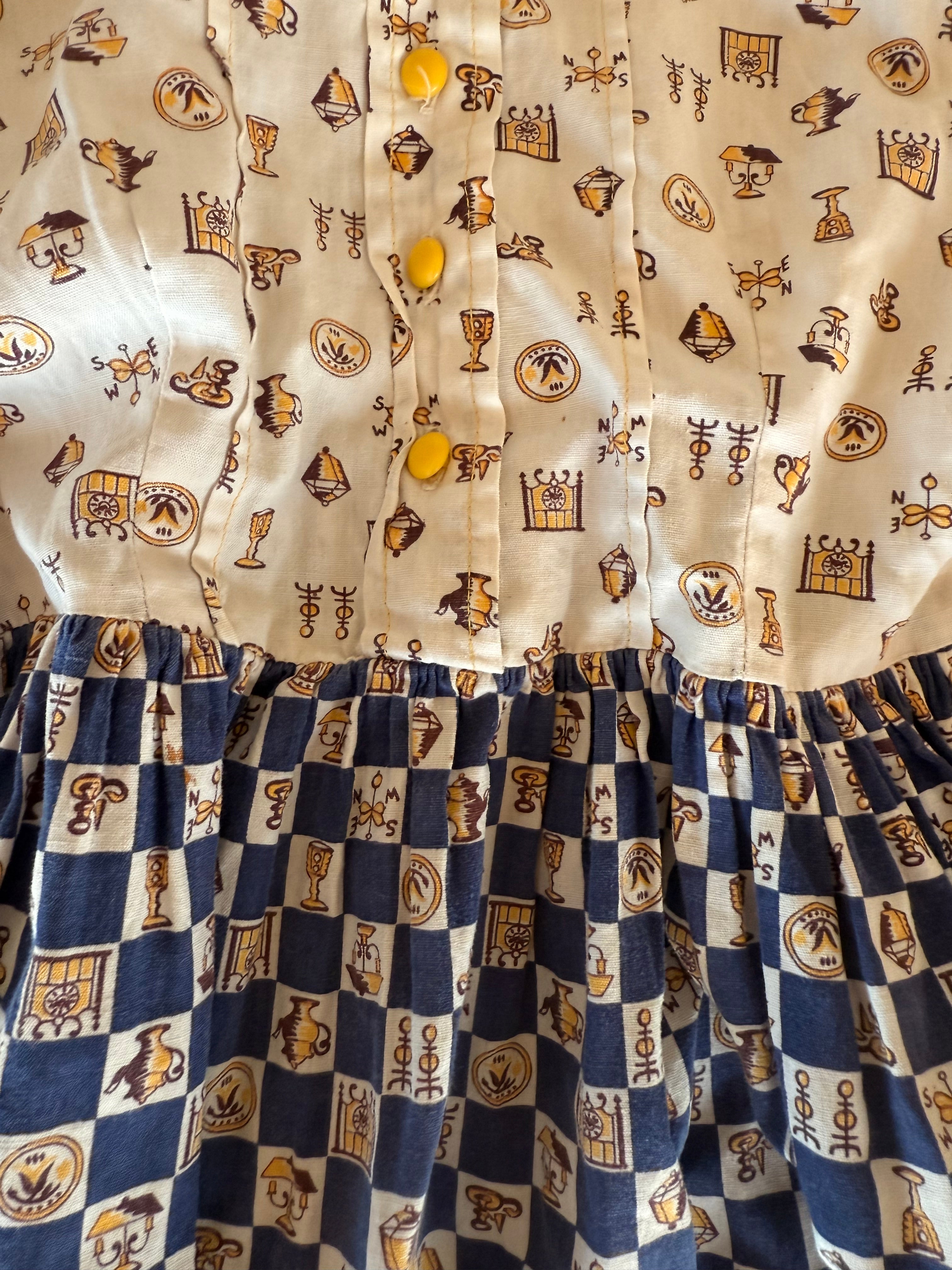 1950s weathervane mix printed dress