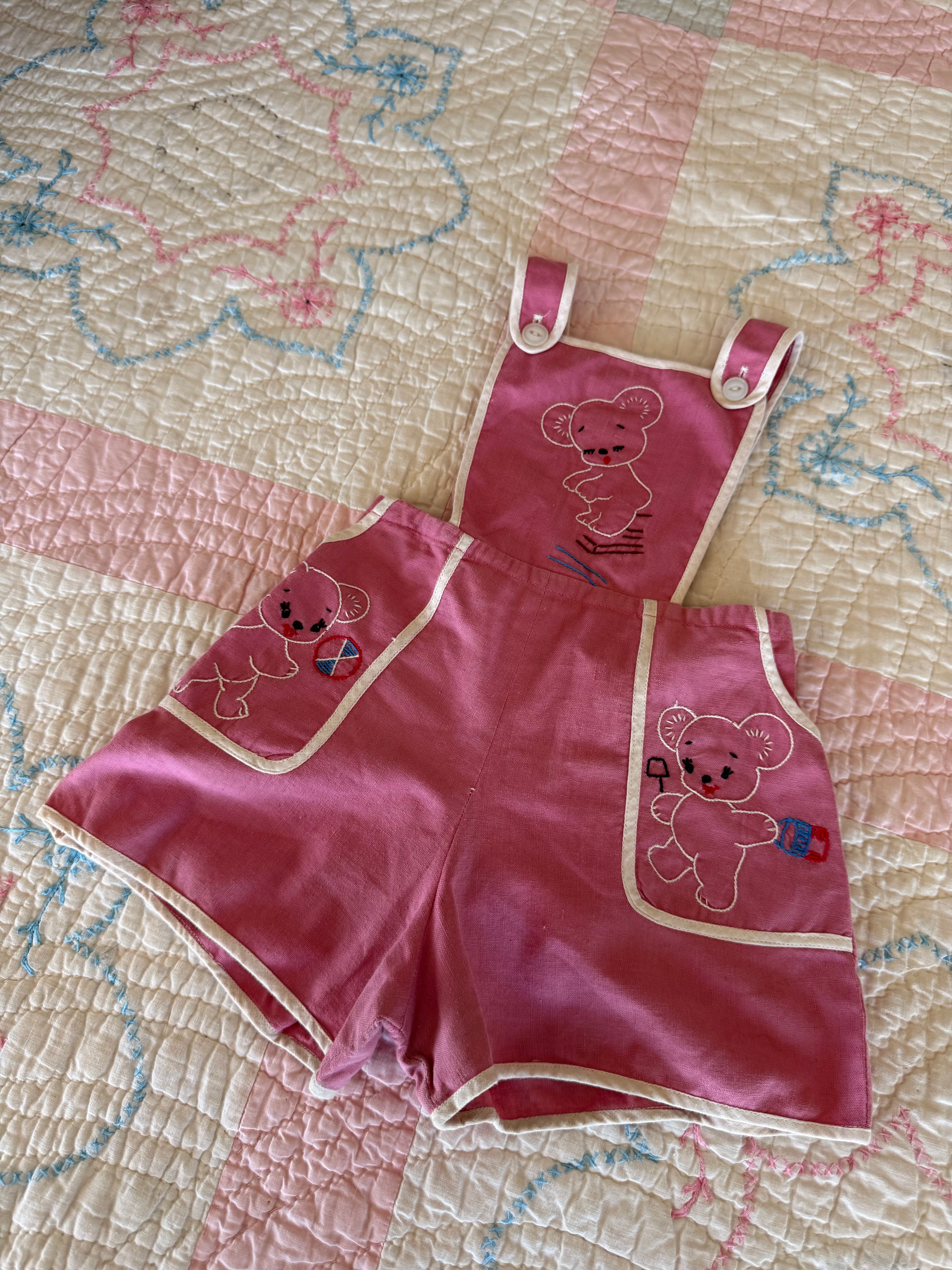1950s play bear overalls