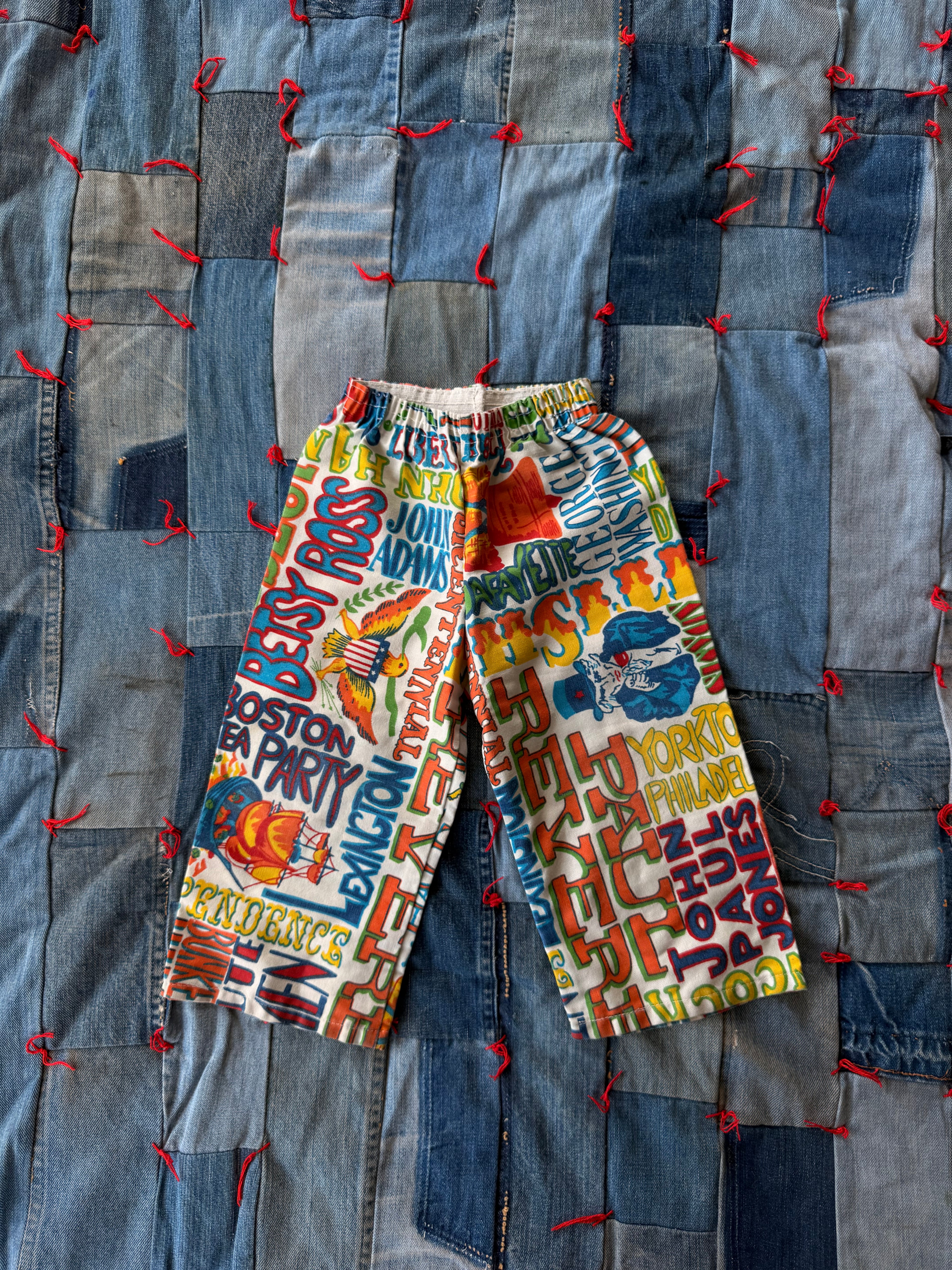 vintage children's 1970s bicentennial pants, kids true vintage Americana pants