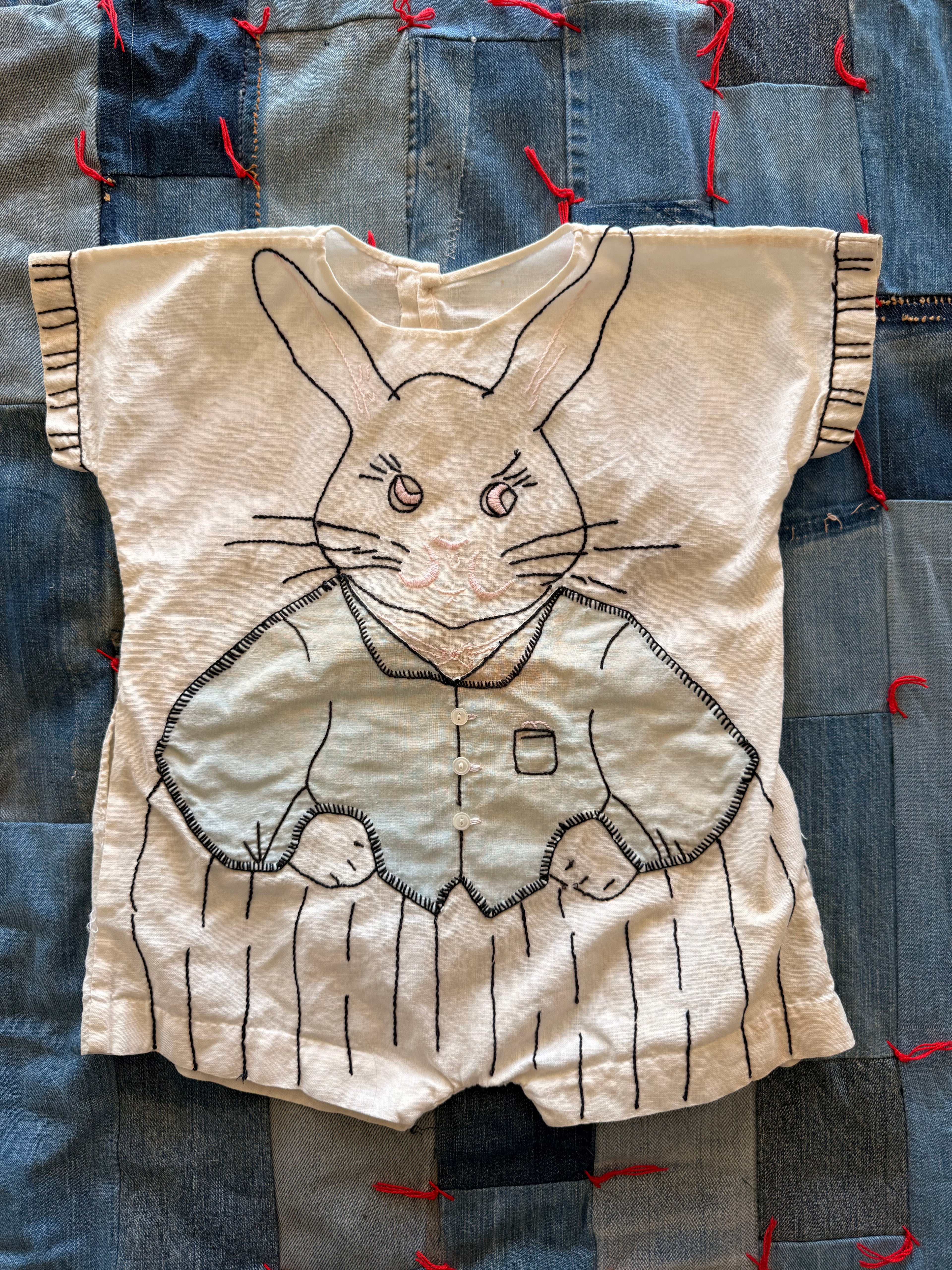 1920s embroidered easter bunny romper