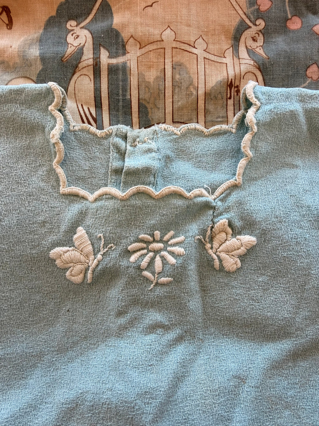 1910s baby blue butterfly top