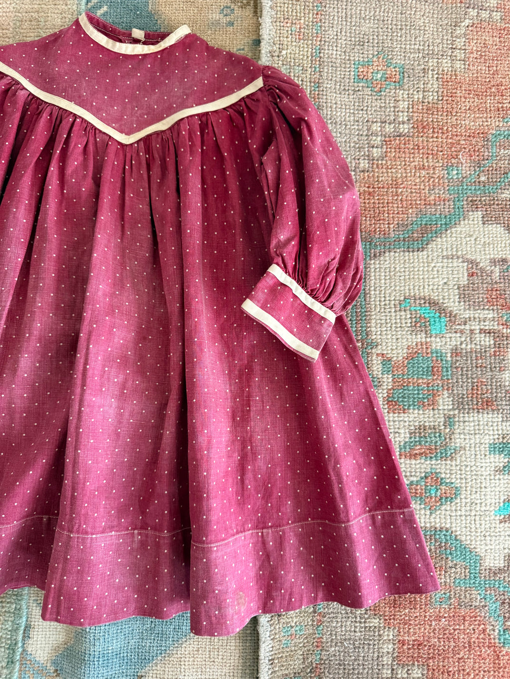 1900s dotted mulberry dress