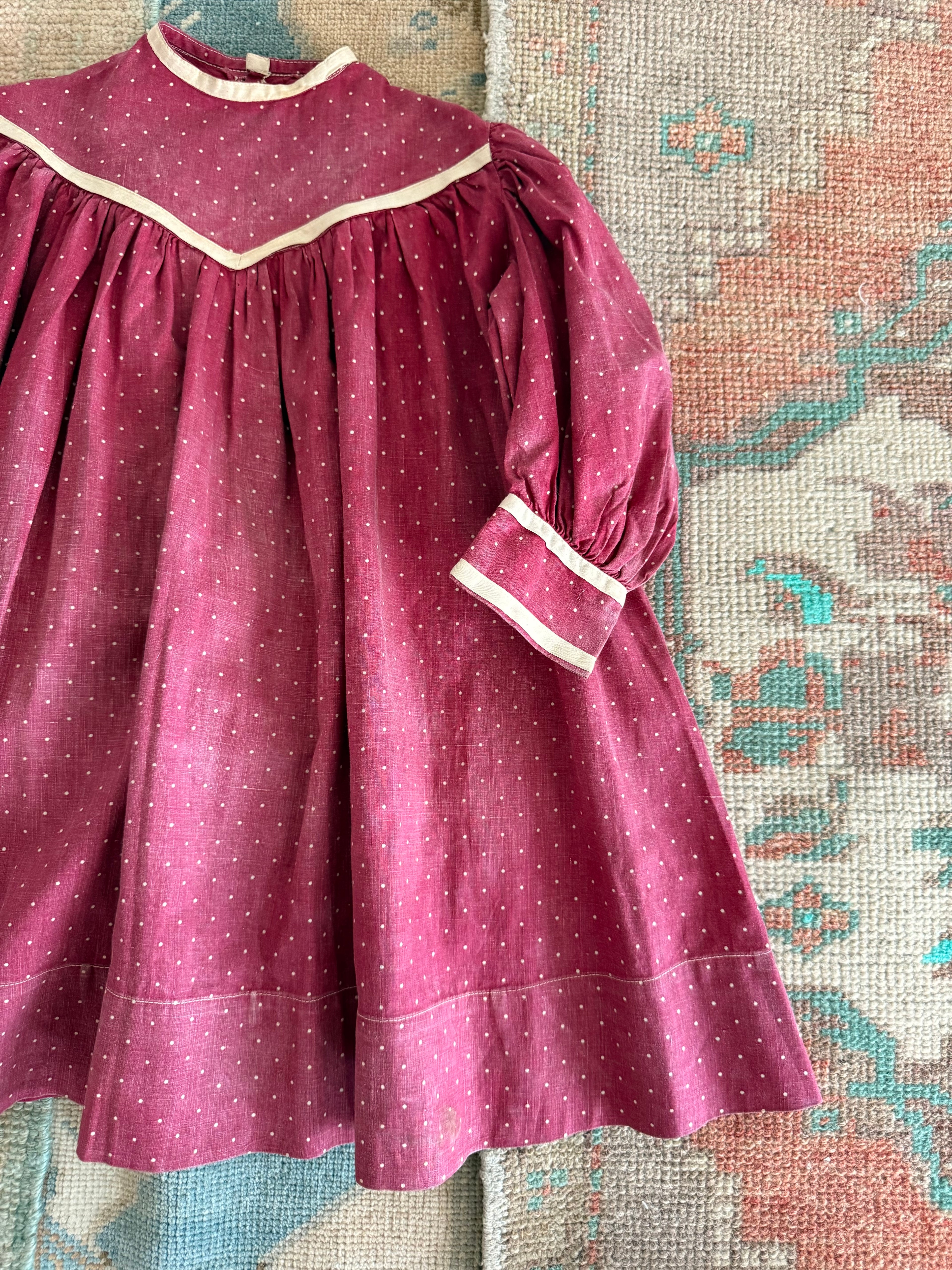 1900s dotted mulberry dress