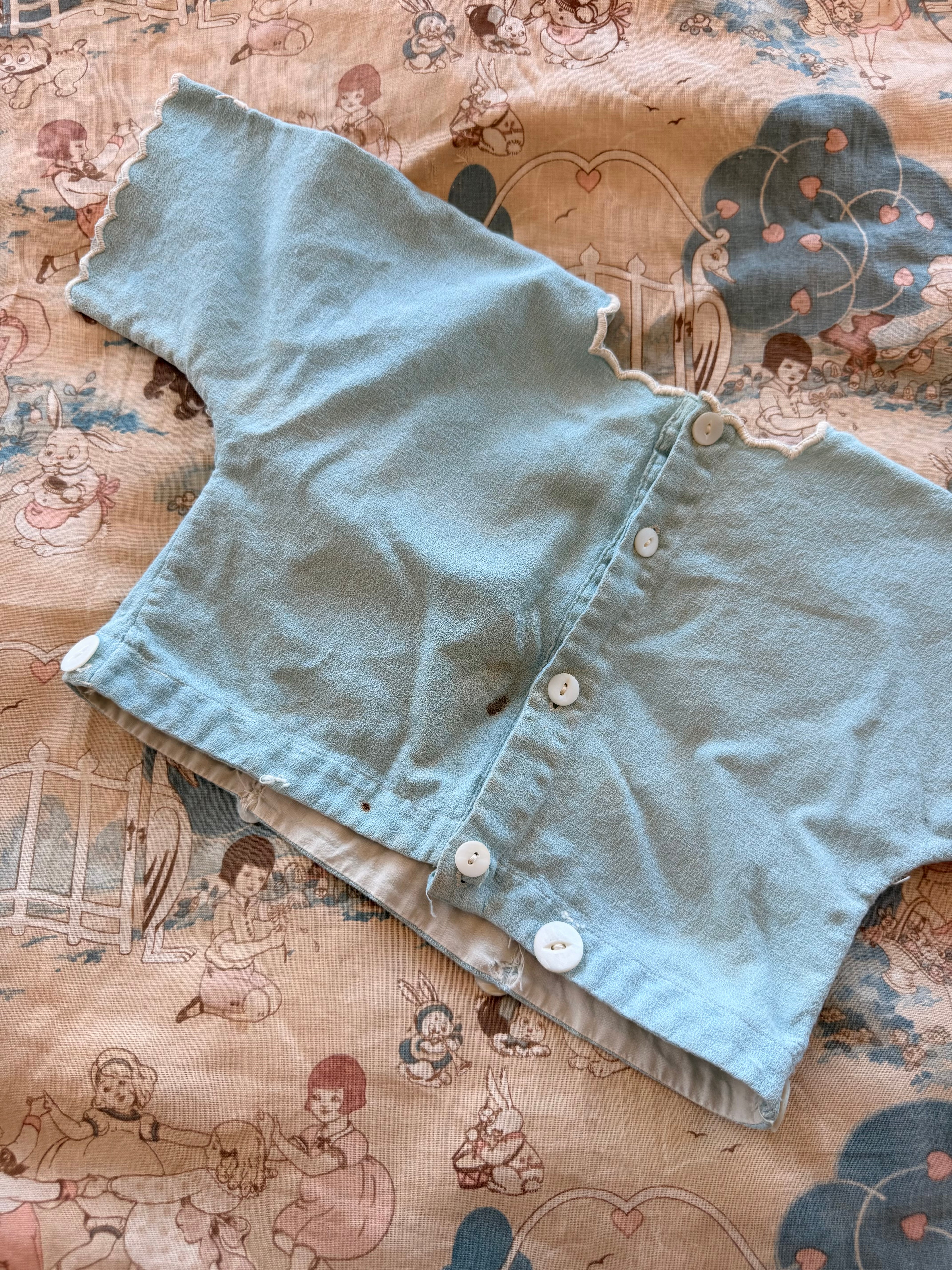 1910s baby blue butterfly top