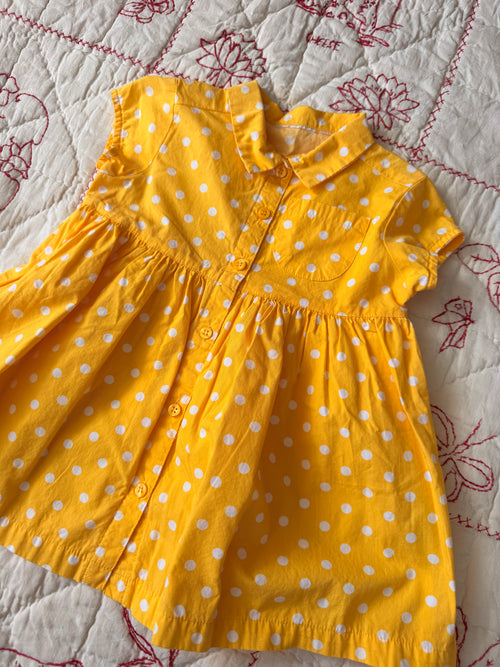 1990s yellow polka dot dress