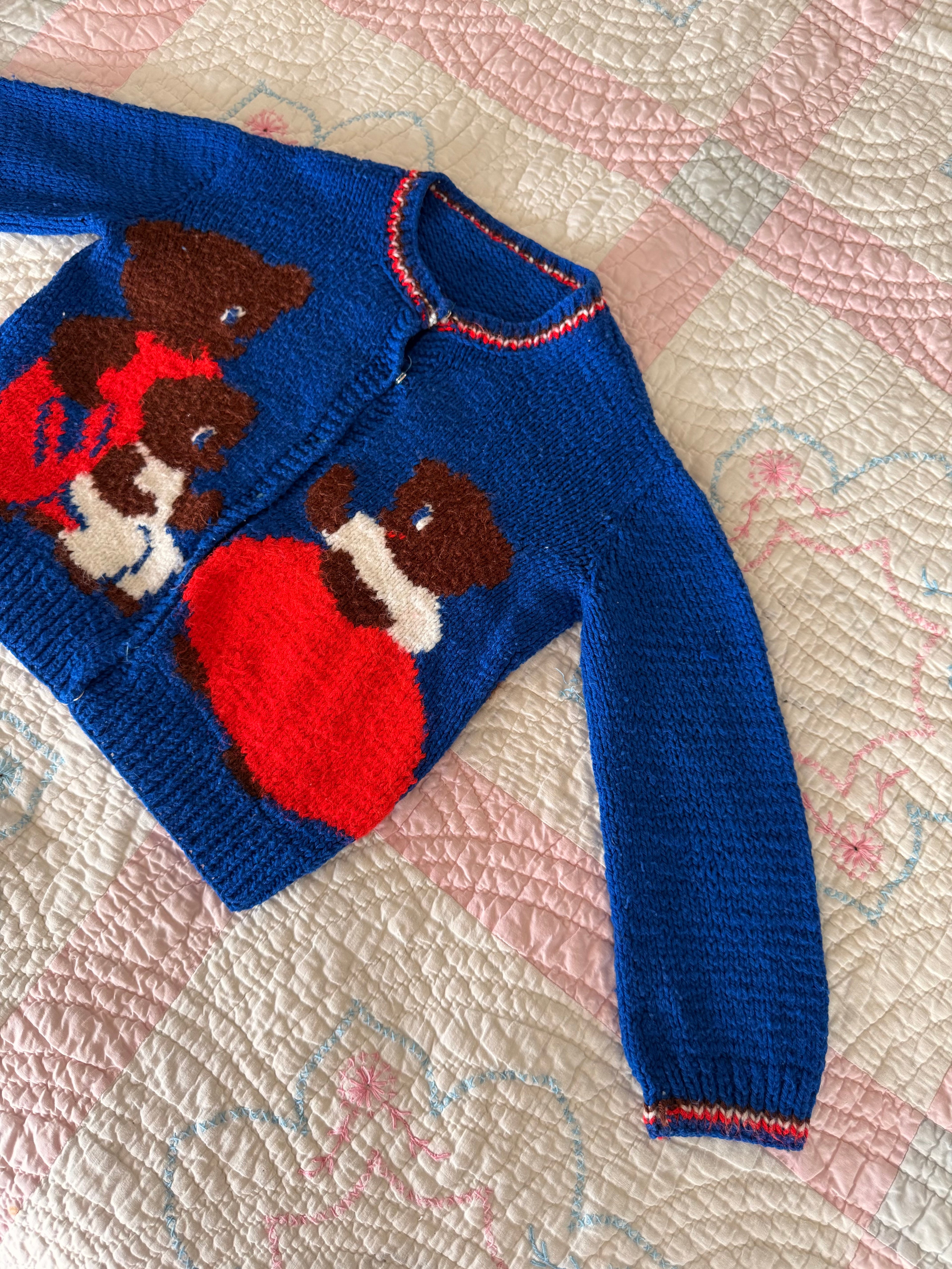 1960s three little bears cardigan, royal blue
